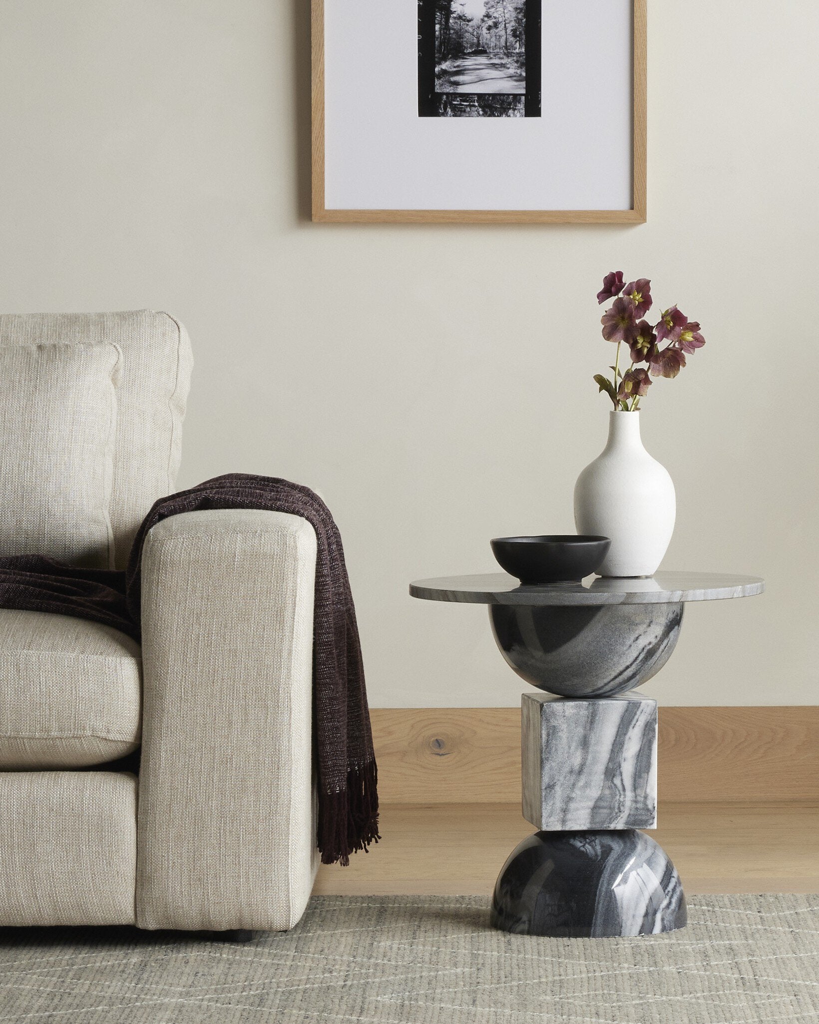 Neda End Table - Ebony Marble