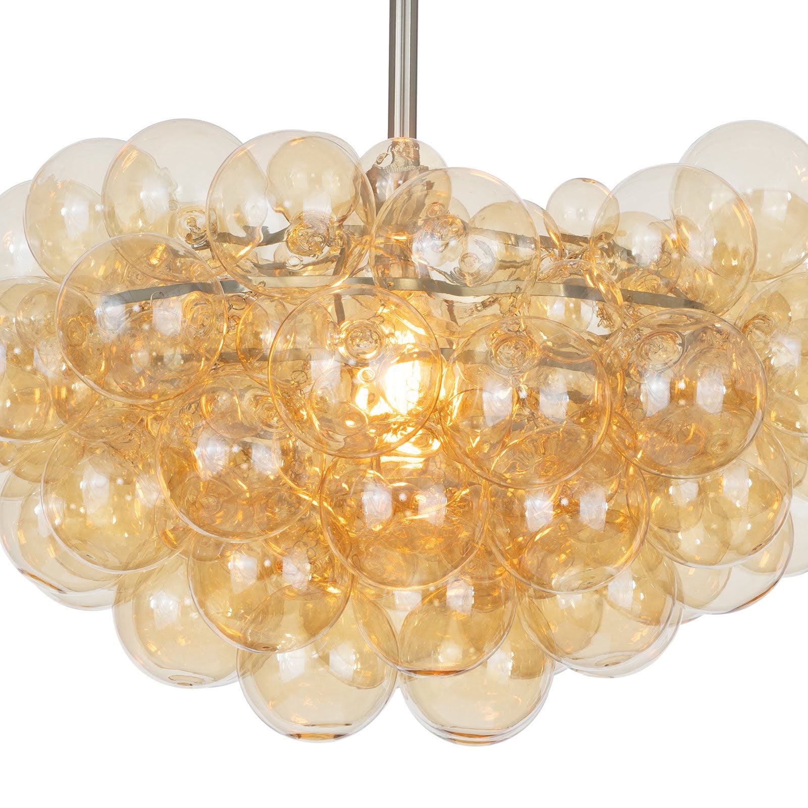 Bubbles Chandelier (Brushed Nickel with Amber Glass)