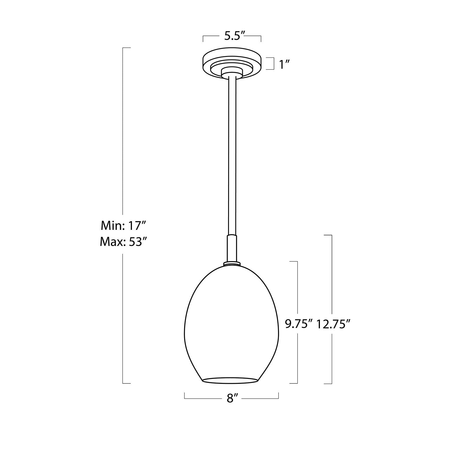 Artemis Pendant Single (Polished Nickel Champagne Glass)
