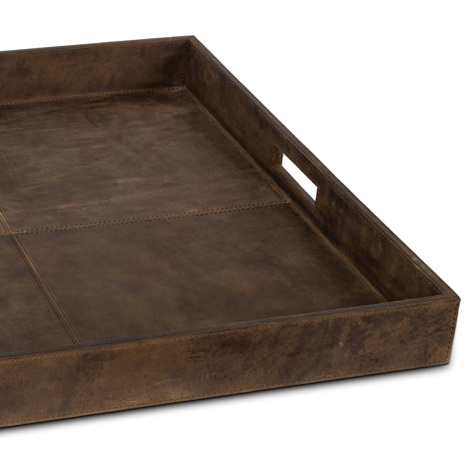 Derby Square Leather Tray (Brown)