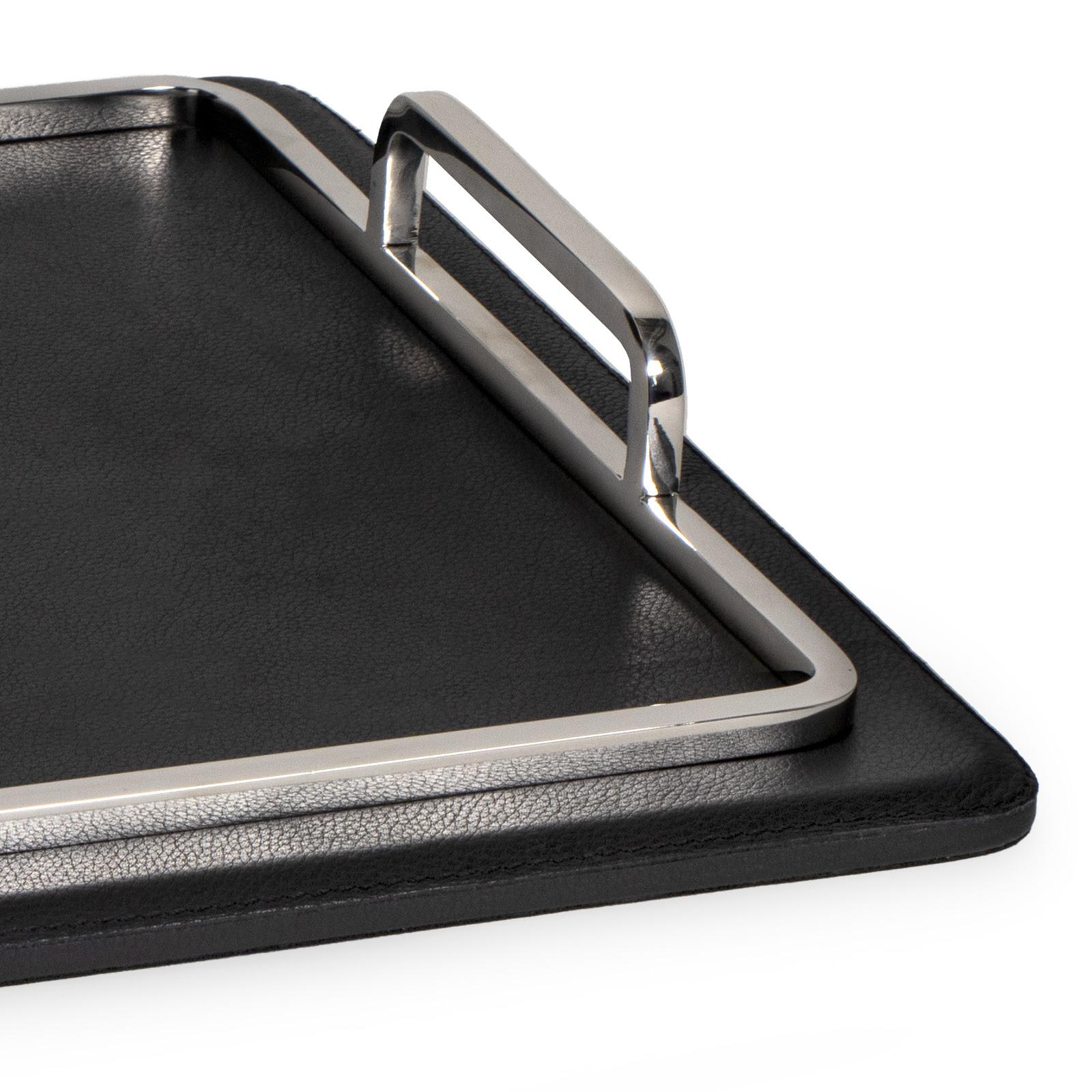 Greyson Leather Rectangle Tray Large (Polished Nickel)