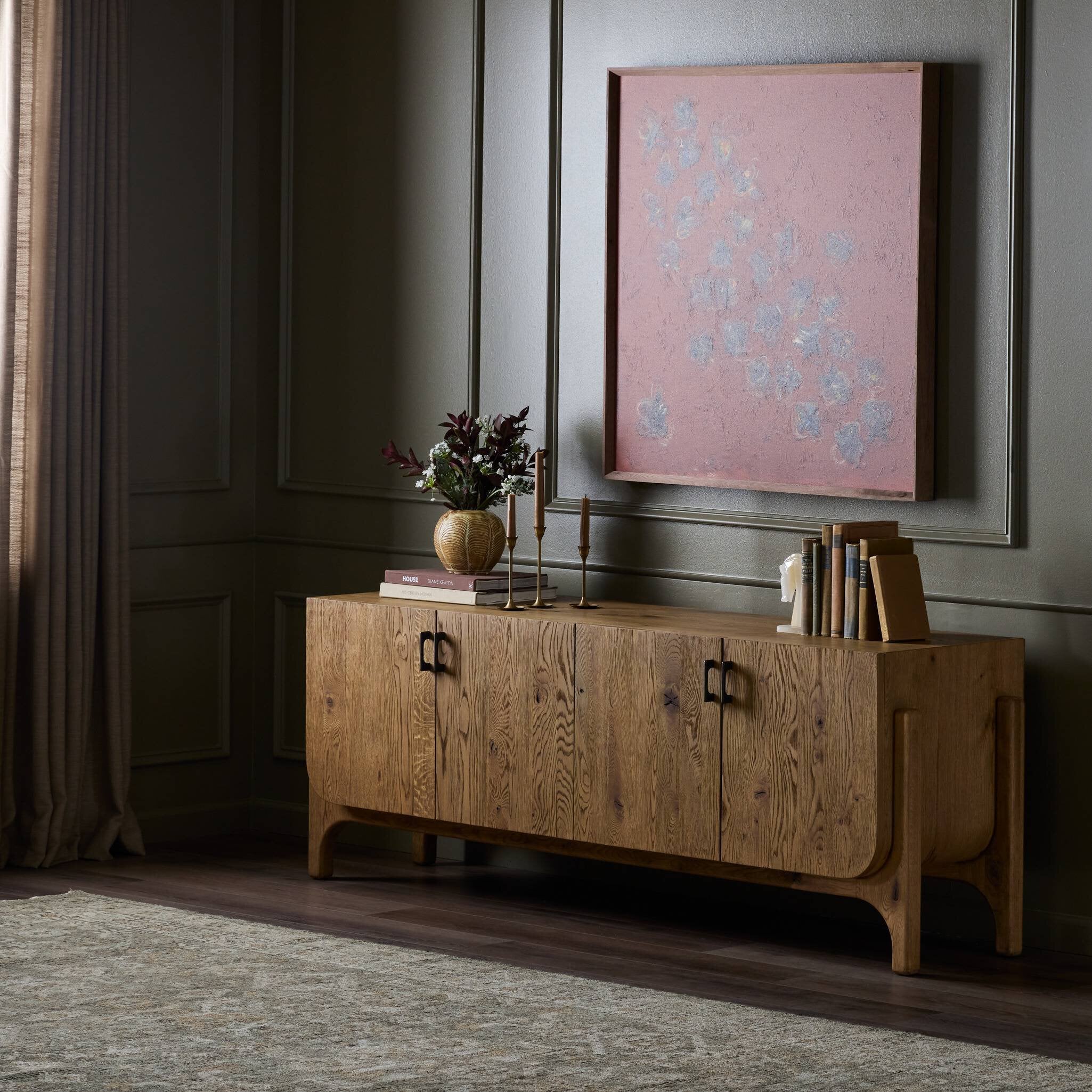 Bloomfield Media Console - Worn Oak Veneer