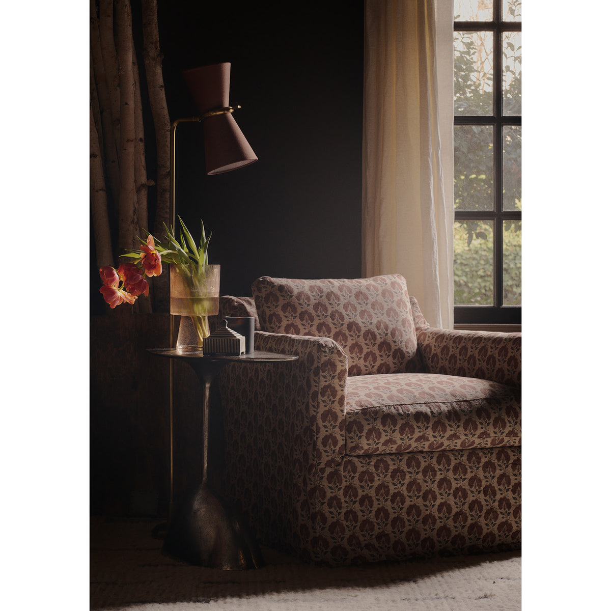 Gable Floor Lamp (Antique Natural Brass with Russet Shade)