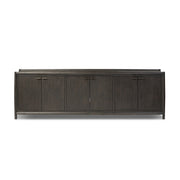Glenview 6 Door Sideboard - Cracked Smoked Black Veneer