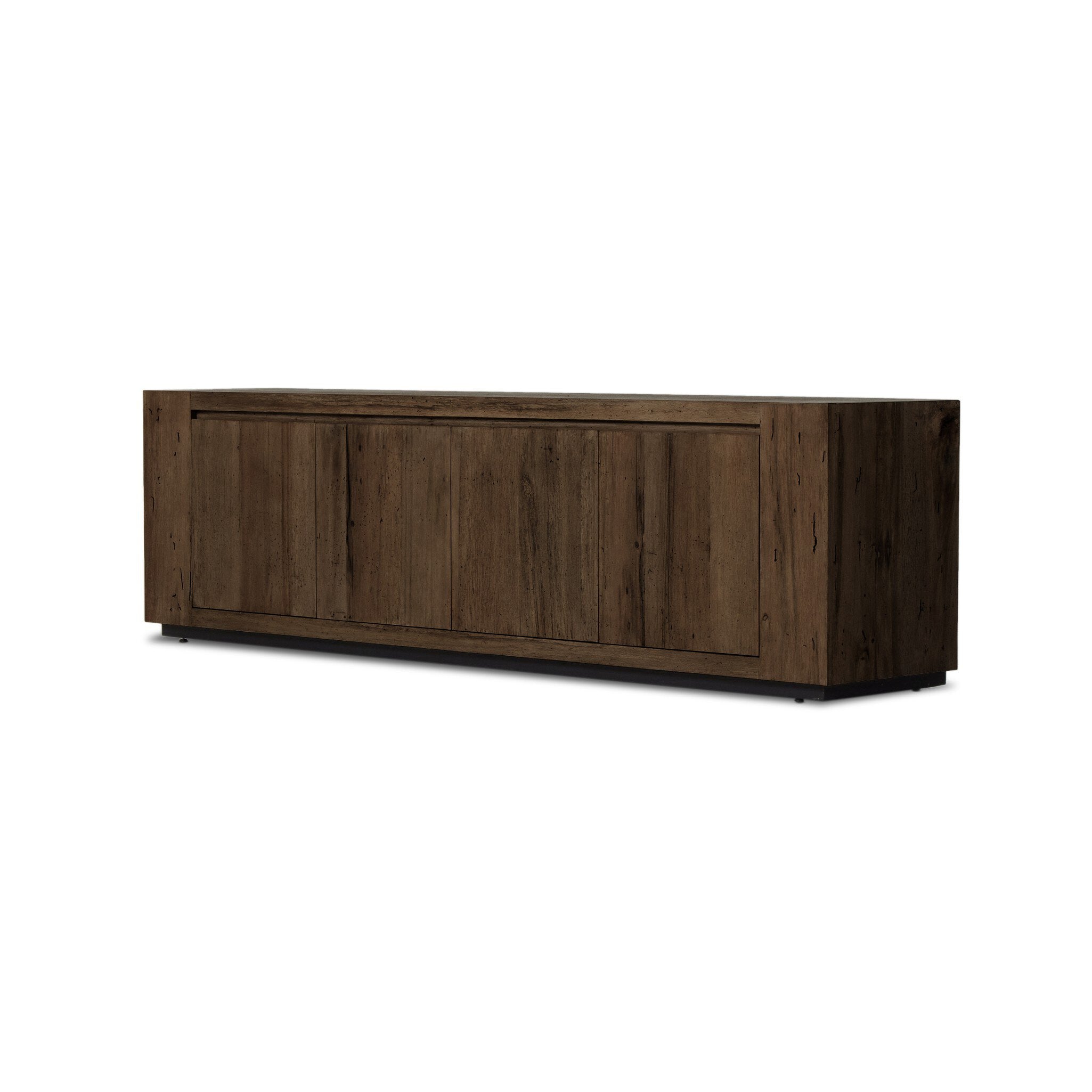 Abaso Media Console - Ebony Rustic Wormwood Oak