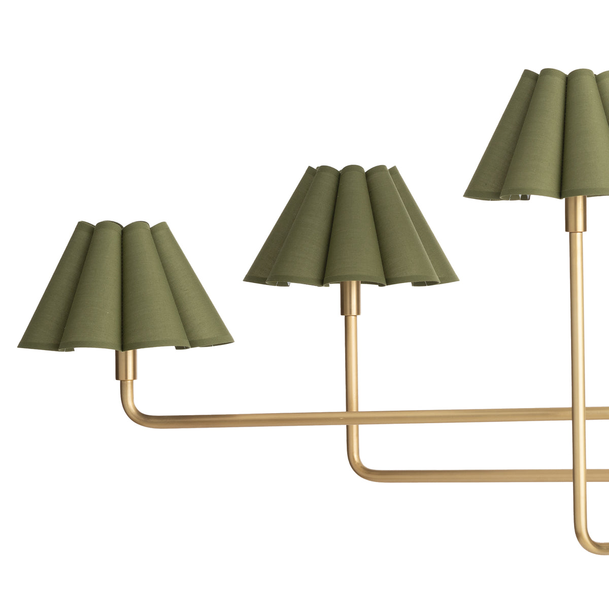 Polly Chandelier (Natural Brass with Olive Scalloped Shade) - 2 cartons