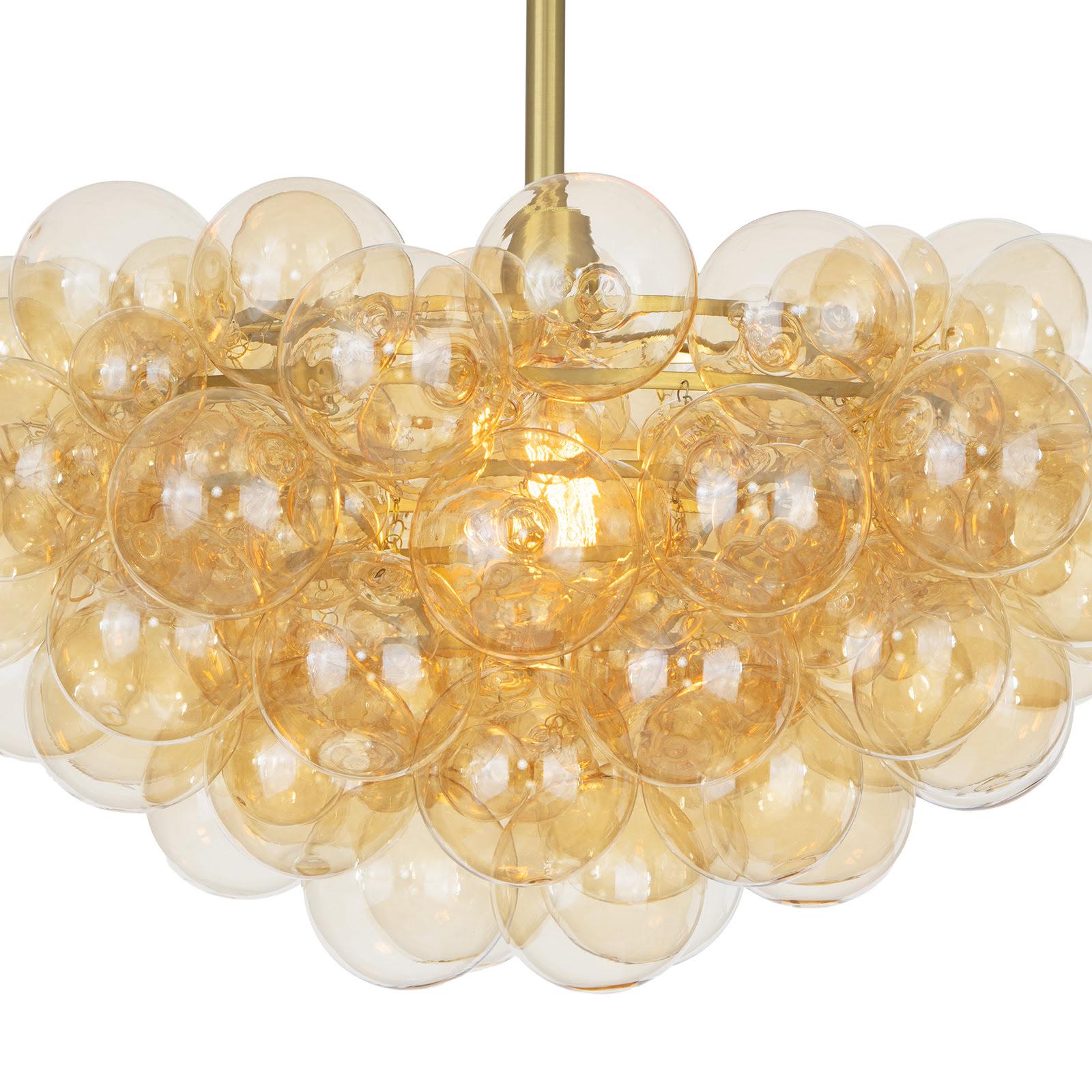 Bubbles Chandelier (Natural Brass with Amber Glass)
