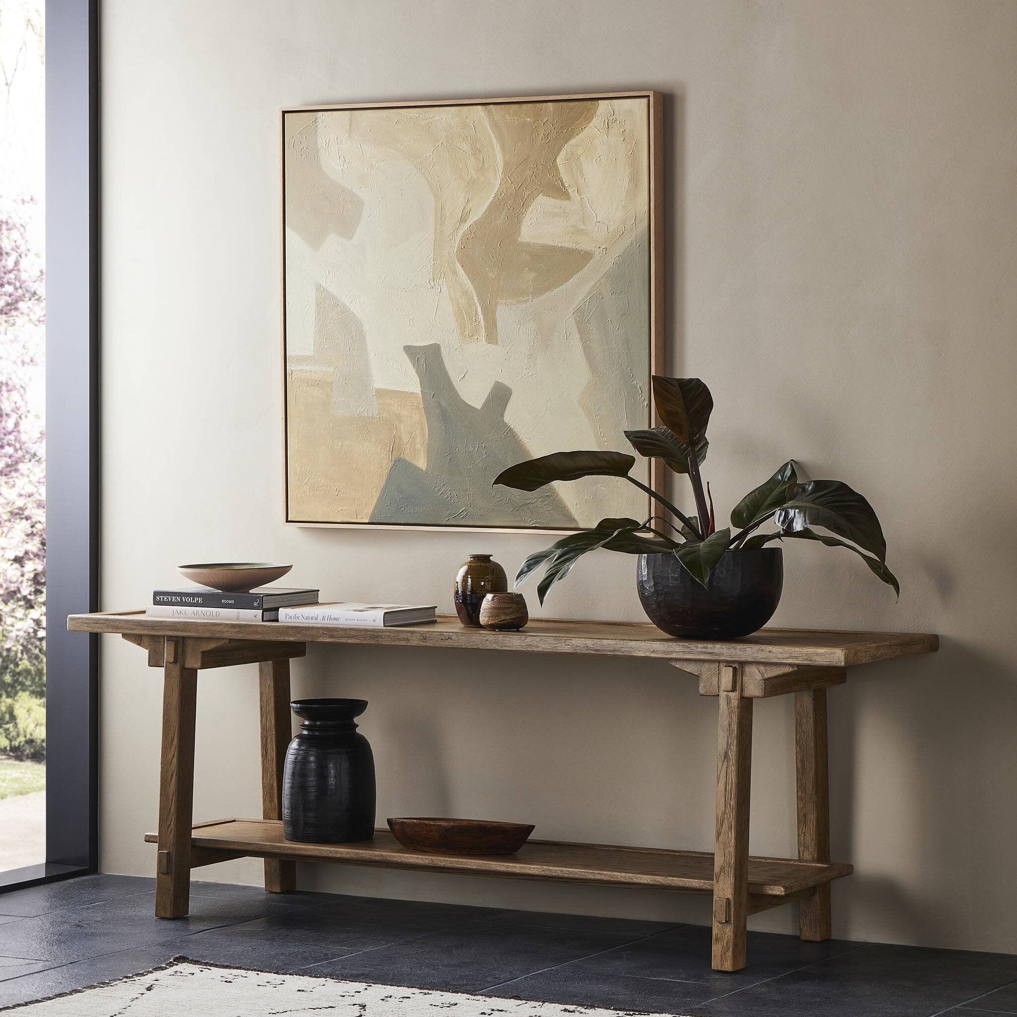 Trinity Console Table - Distressed Light Oak