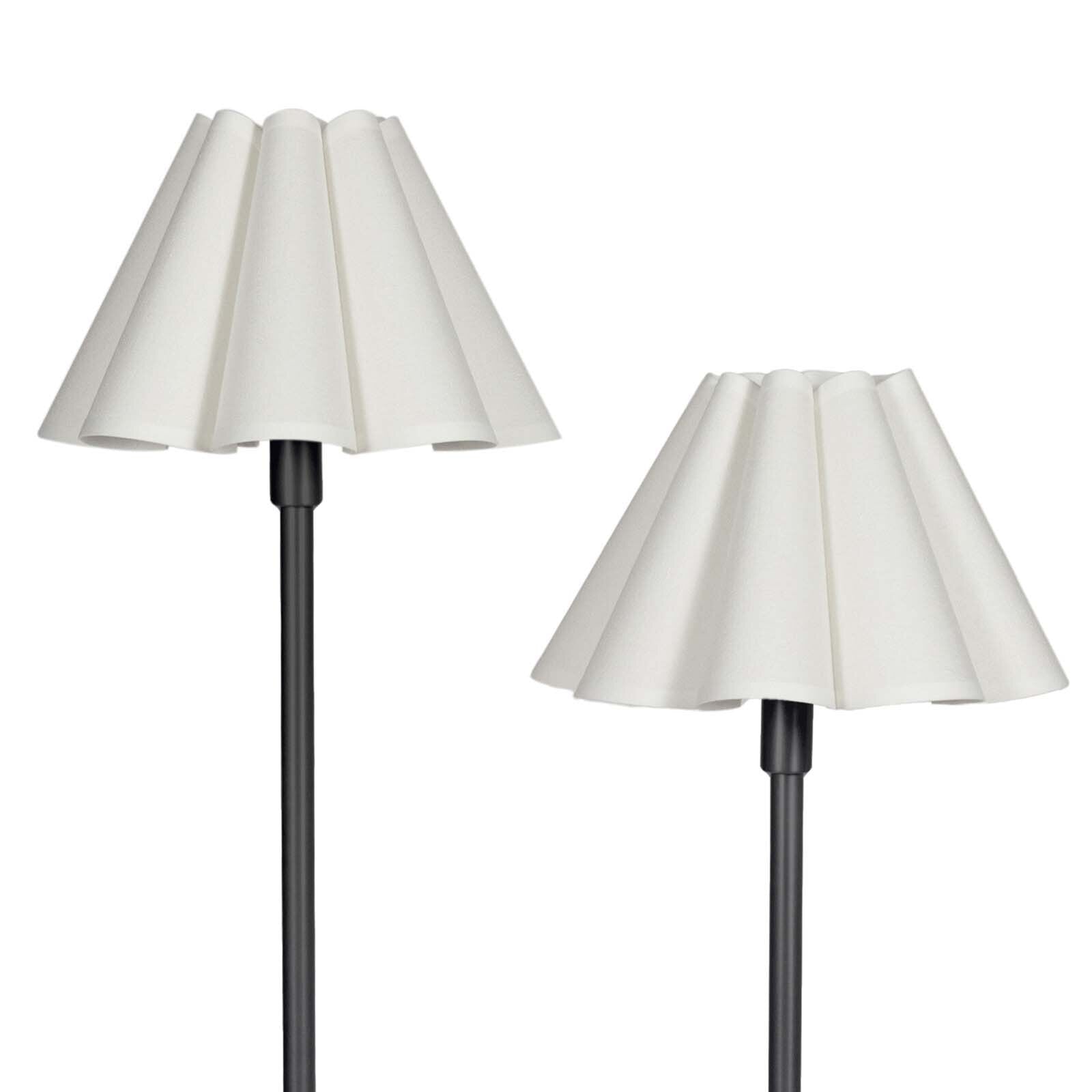 Polly Double Arm Table Lamp (Blackened Brass with Linen Scalloped Shade)