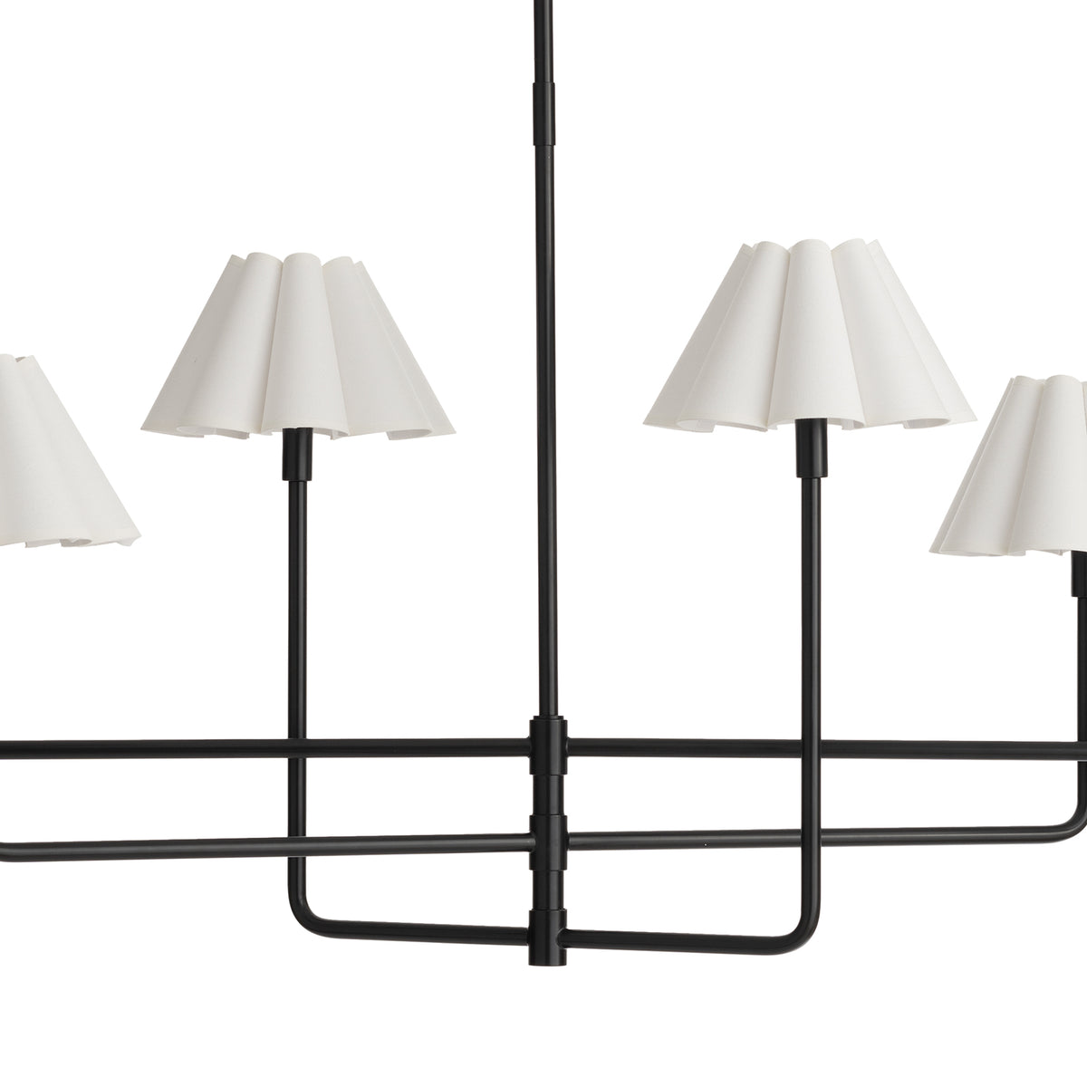 Polly Metal Chandelier (Blackened Brass with White Scalloped Shade)