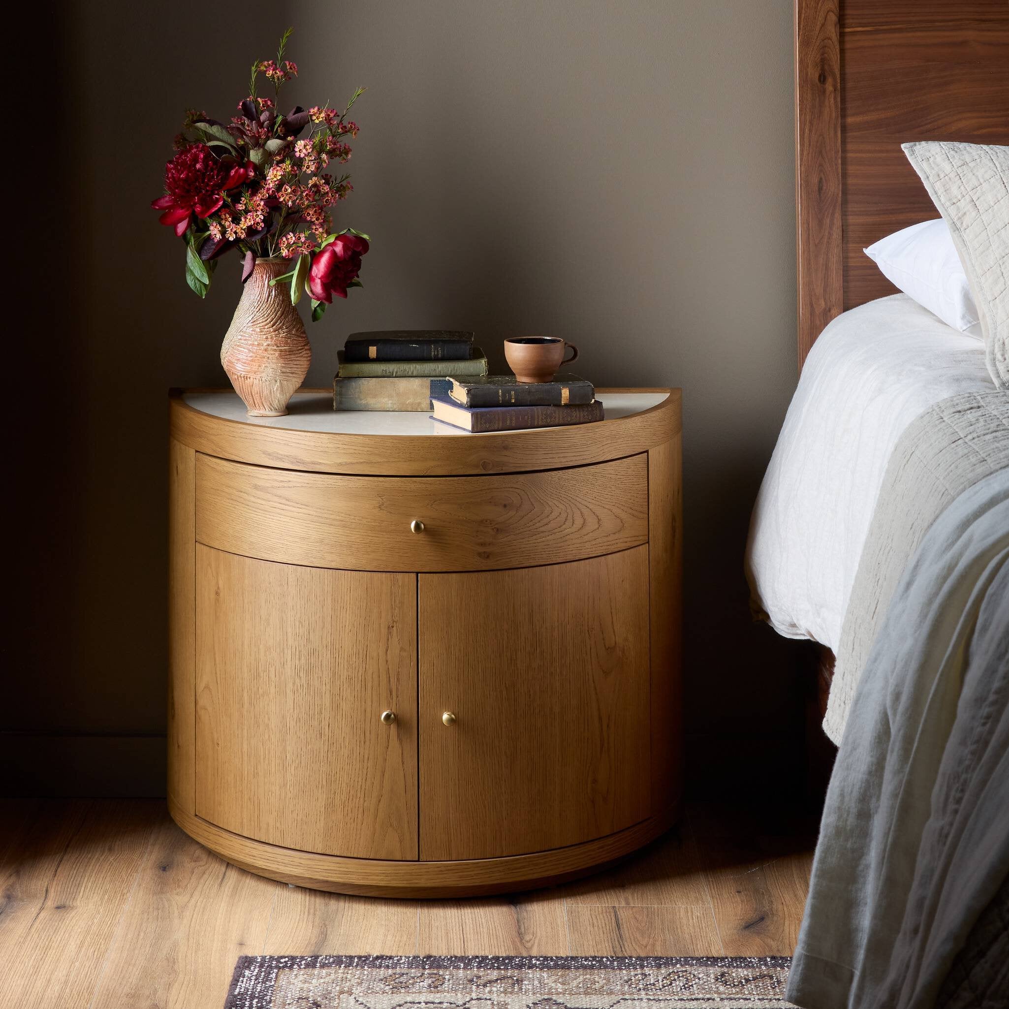 Ashton Nightstand - Cream Marble