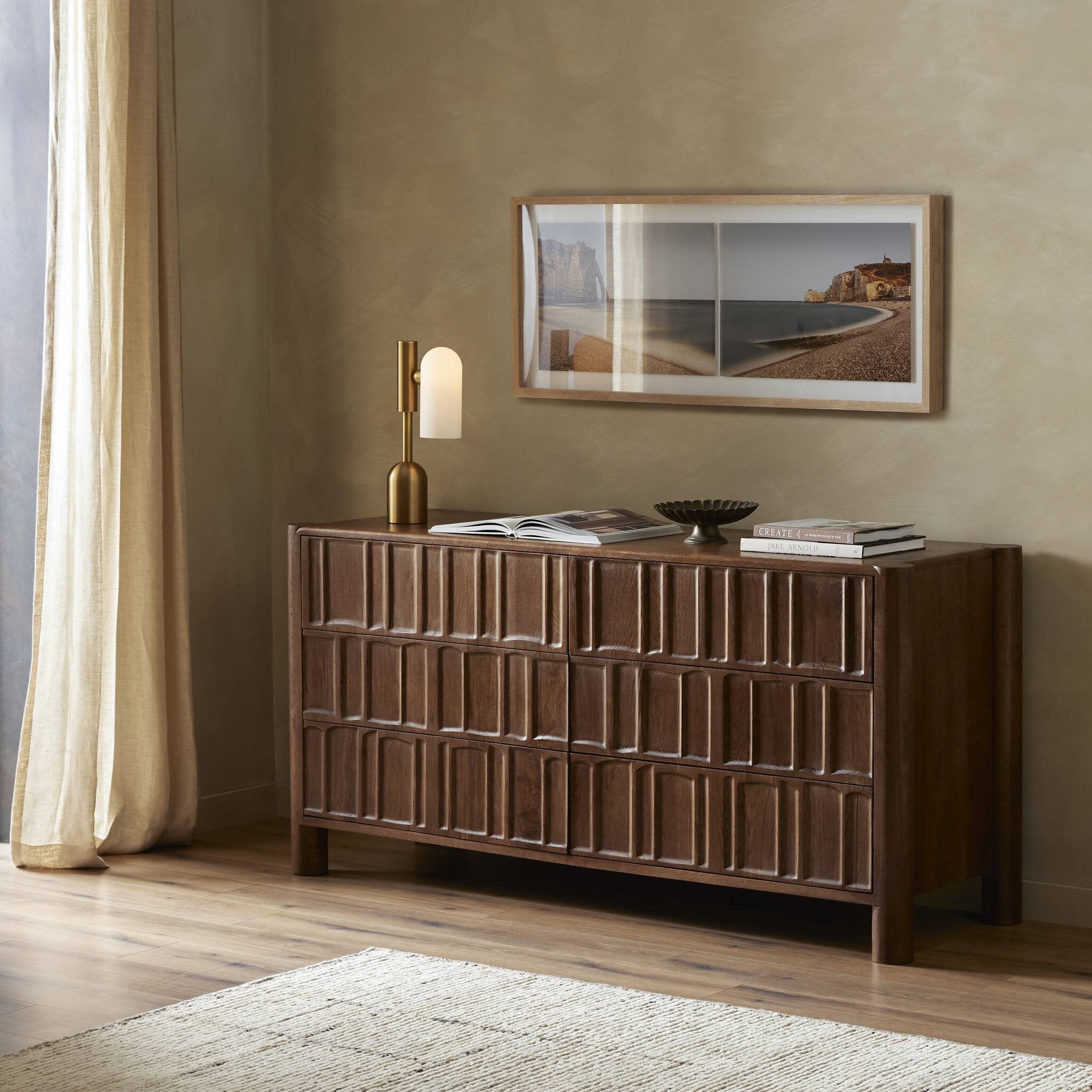 Ezri 6 Drawer Dresser - Carved Cocoa Oak