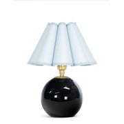 Giorgio Black Glass Mini Lamp (Natural Brass with Mist Blue Scalloped Shade)