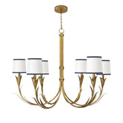 River Reed Chandelier Small (Antique Gold Leaf with Navy Shade)