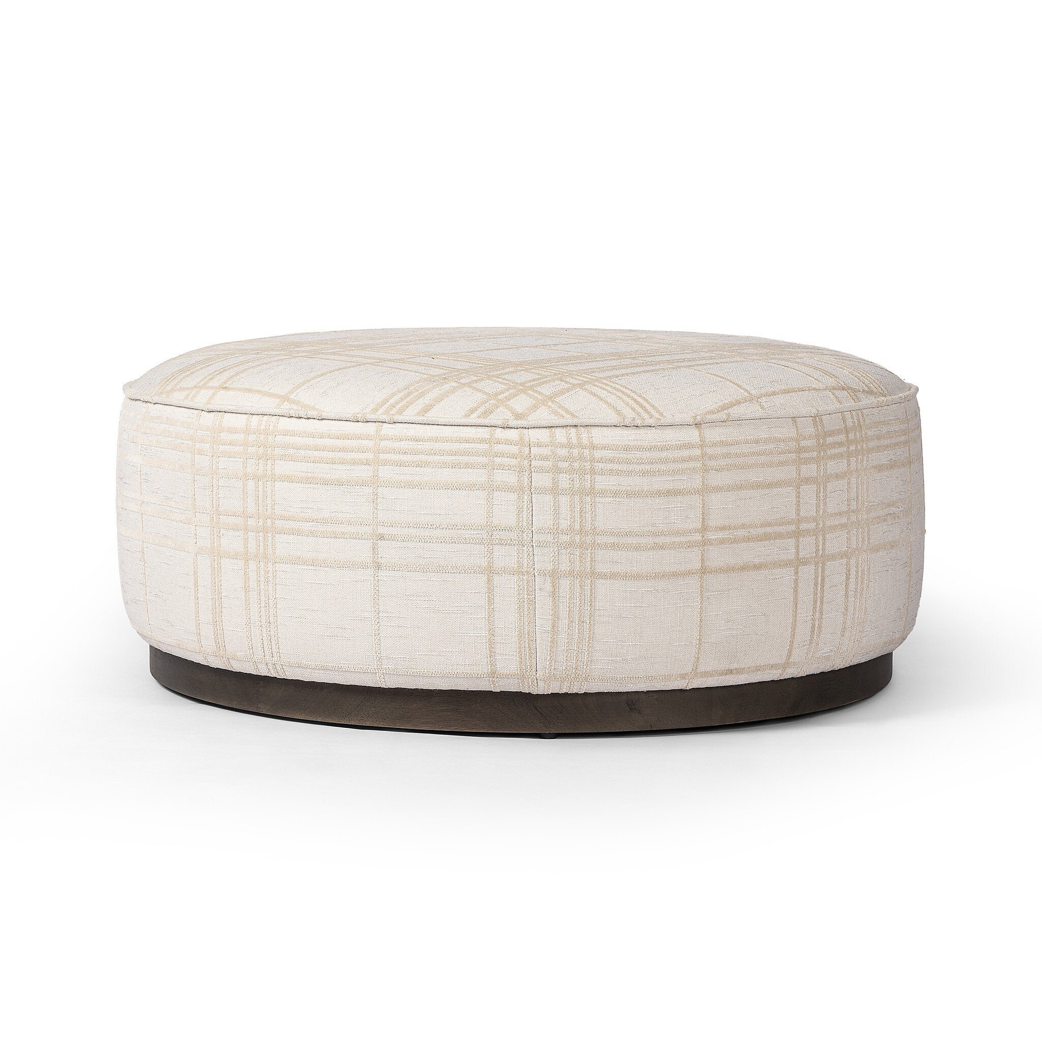 Sinclair Large Round Ottoman - Sheffield Ivory