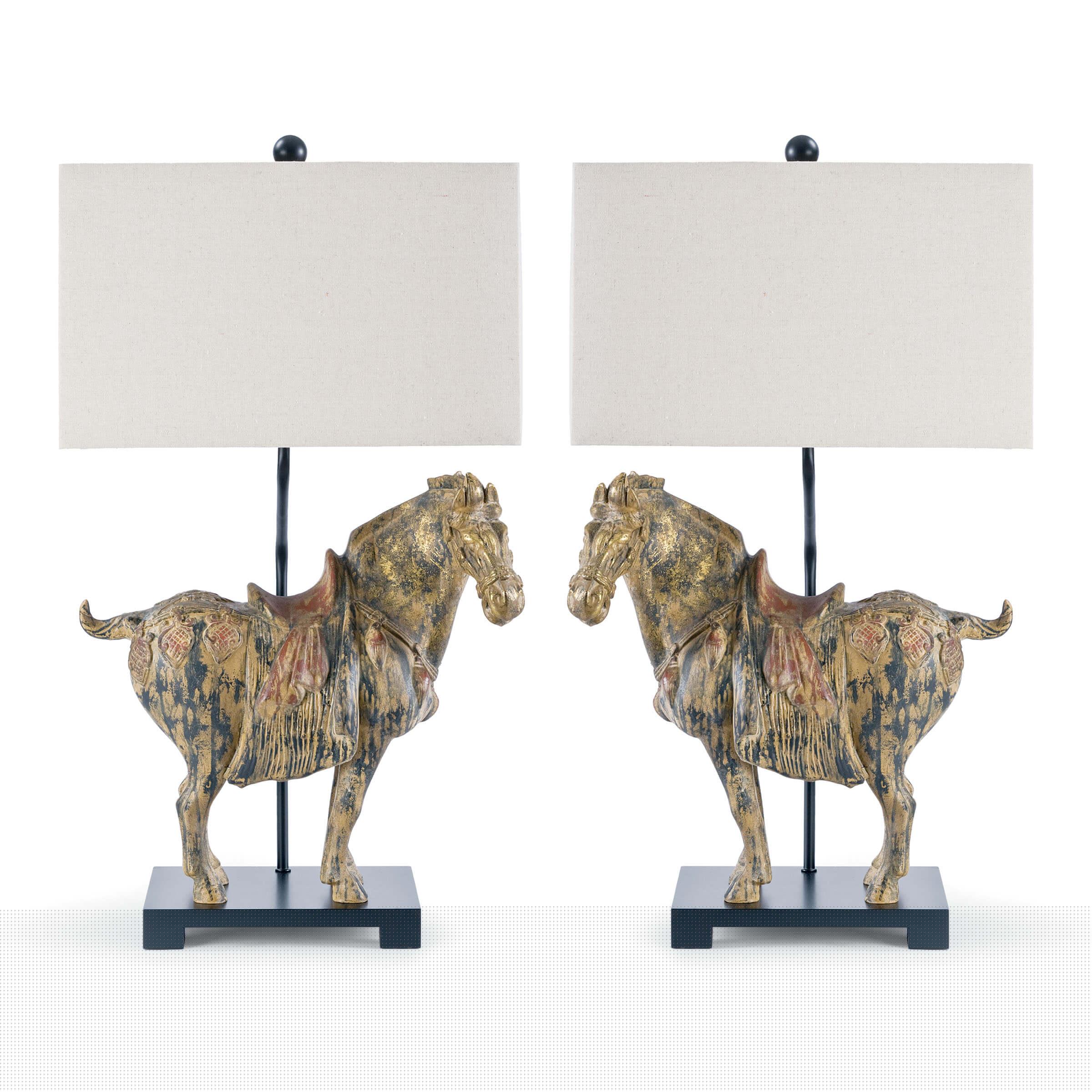 Dynasty Horse Table Lamp Pair