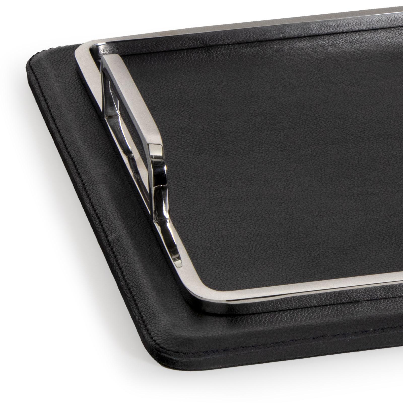 Greyson Leather Rectangle Tray Large (Polished Nickel)