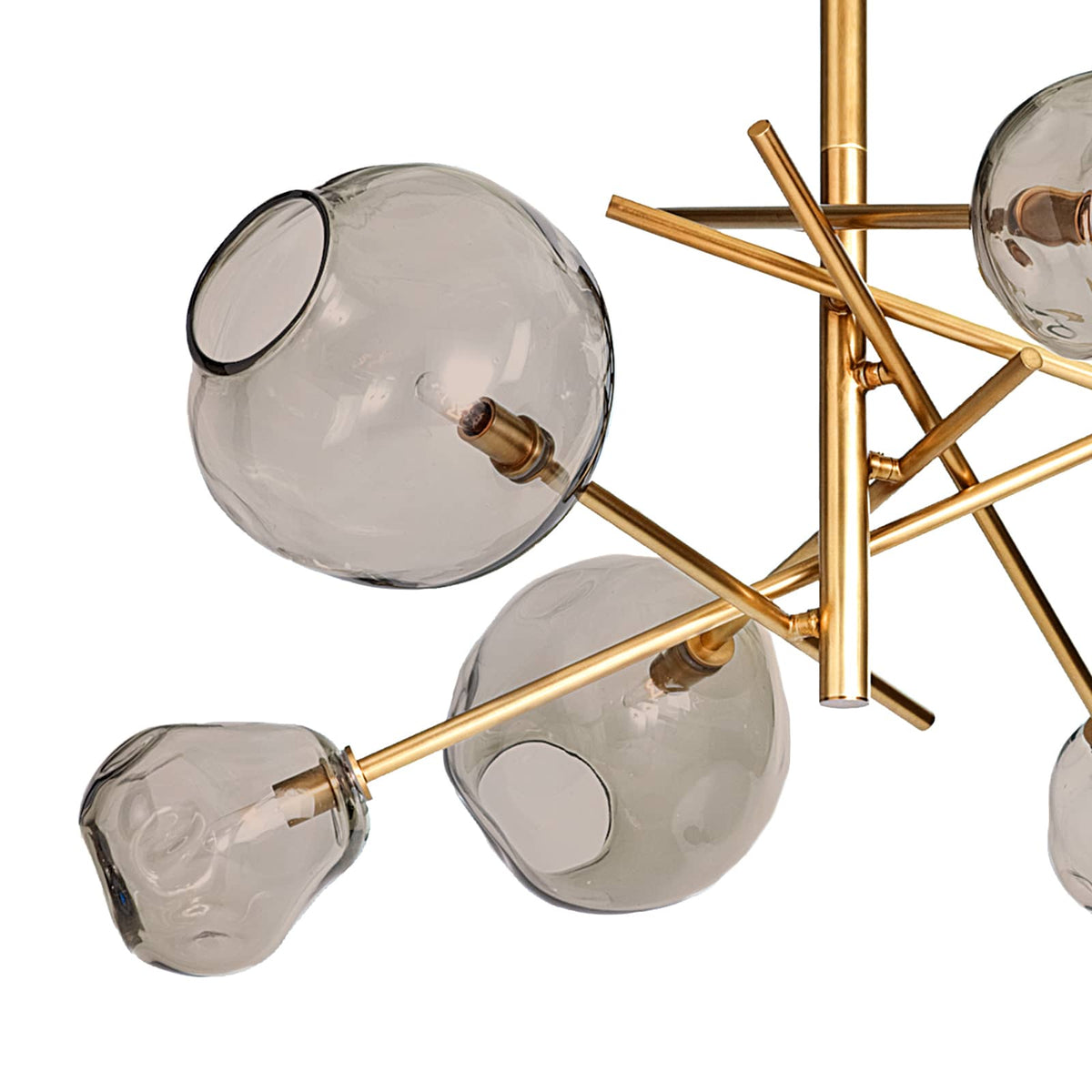 Molten Chandelier With Smoke Glass (Natural Brass)