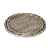 Sutton Round Travertine Tray Set (Grey)