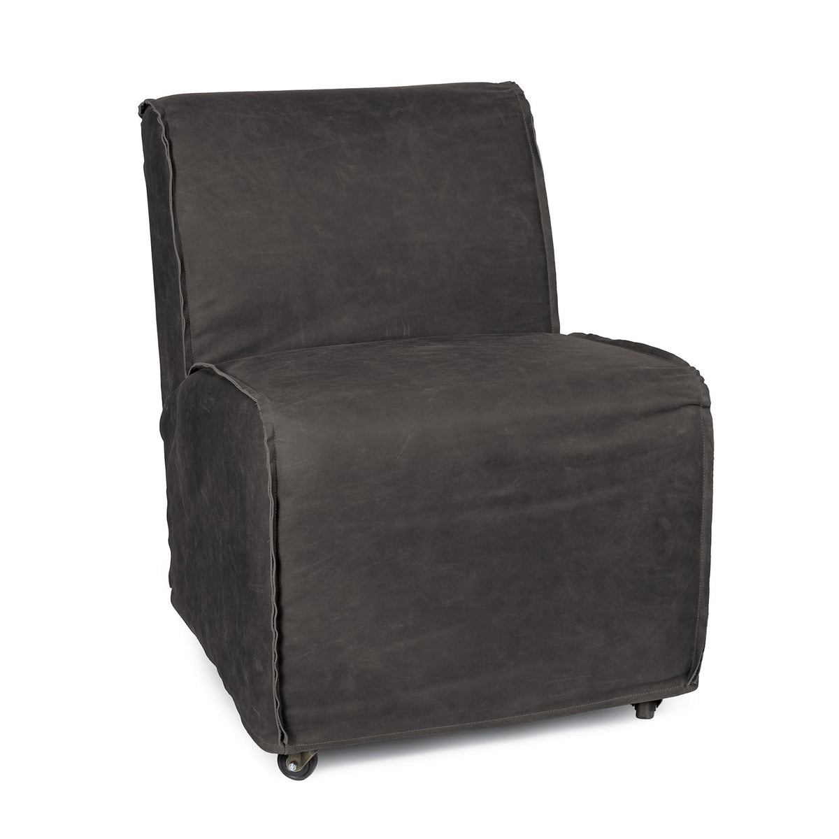 Rolling Leather Slipper Chair (Grey)