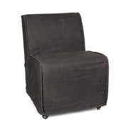 Rolling Leather Slipper Chair (Grey)