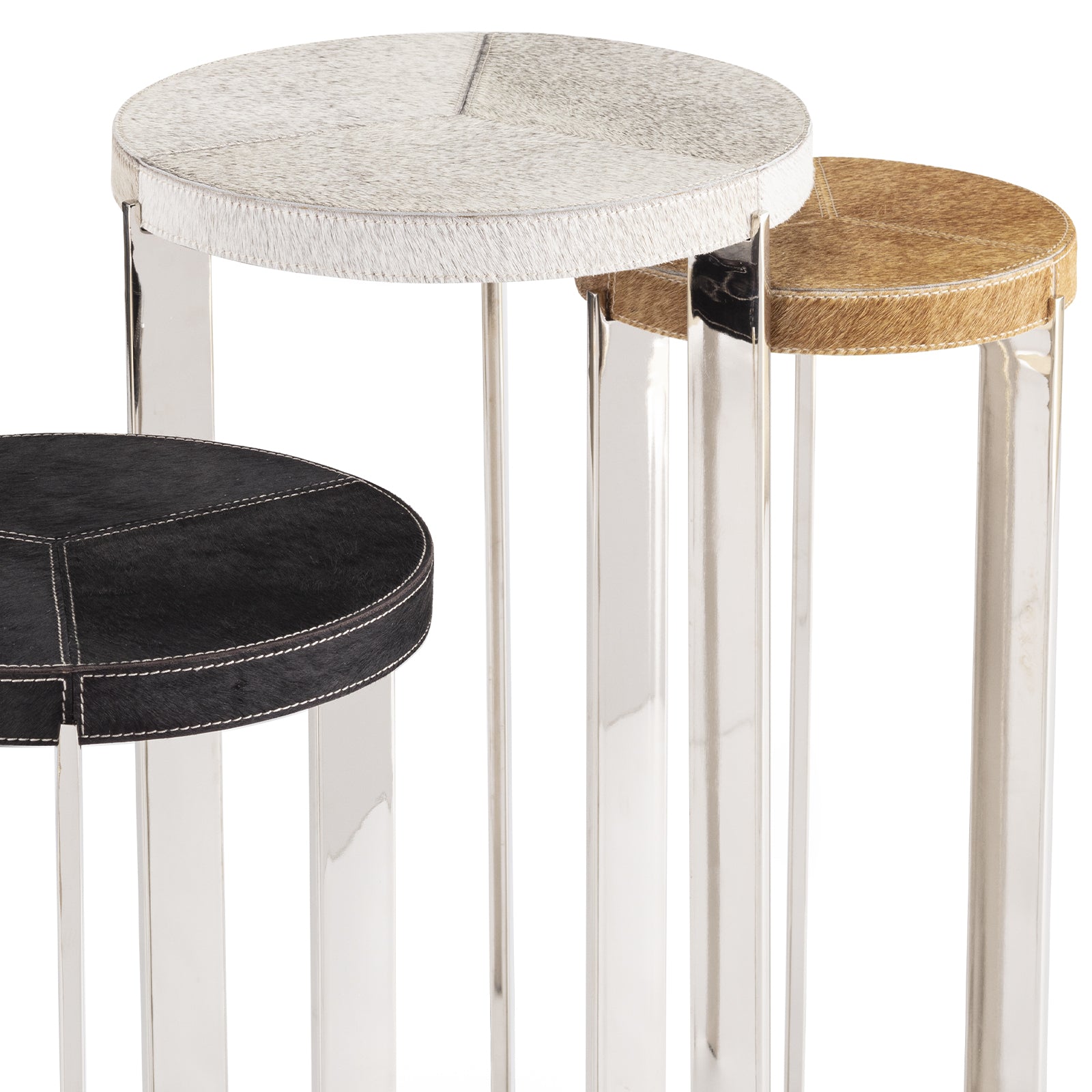 Andres Hair on Hide Mixer Table Set (Polished Nickel)