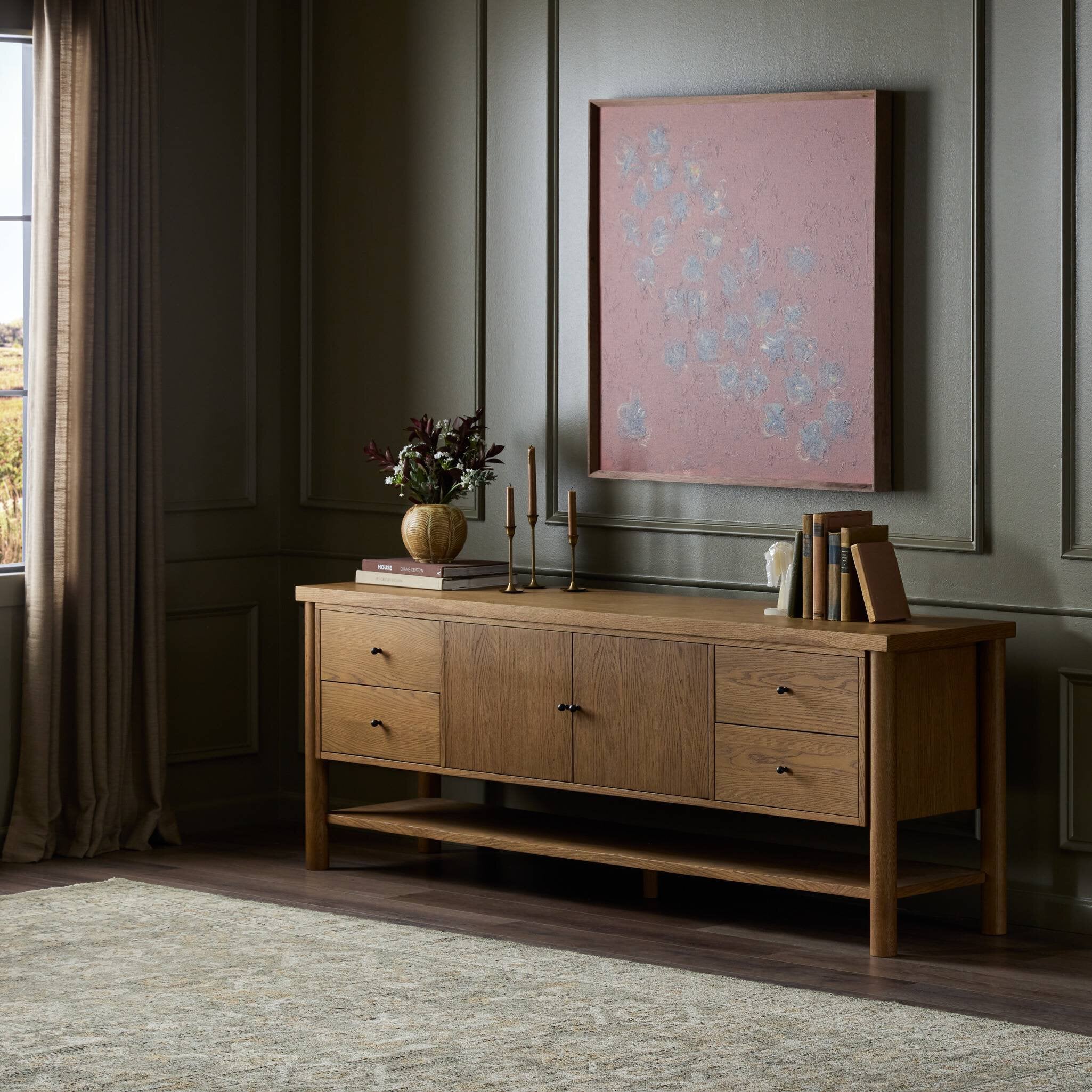 Roark Media Console - Amber Oak Veneer