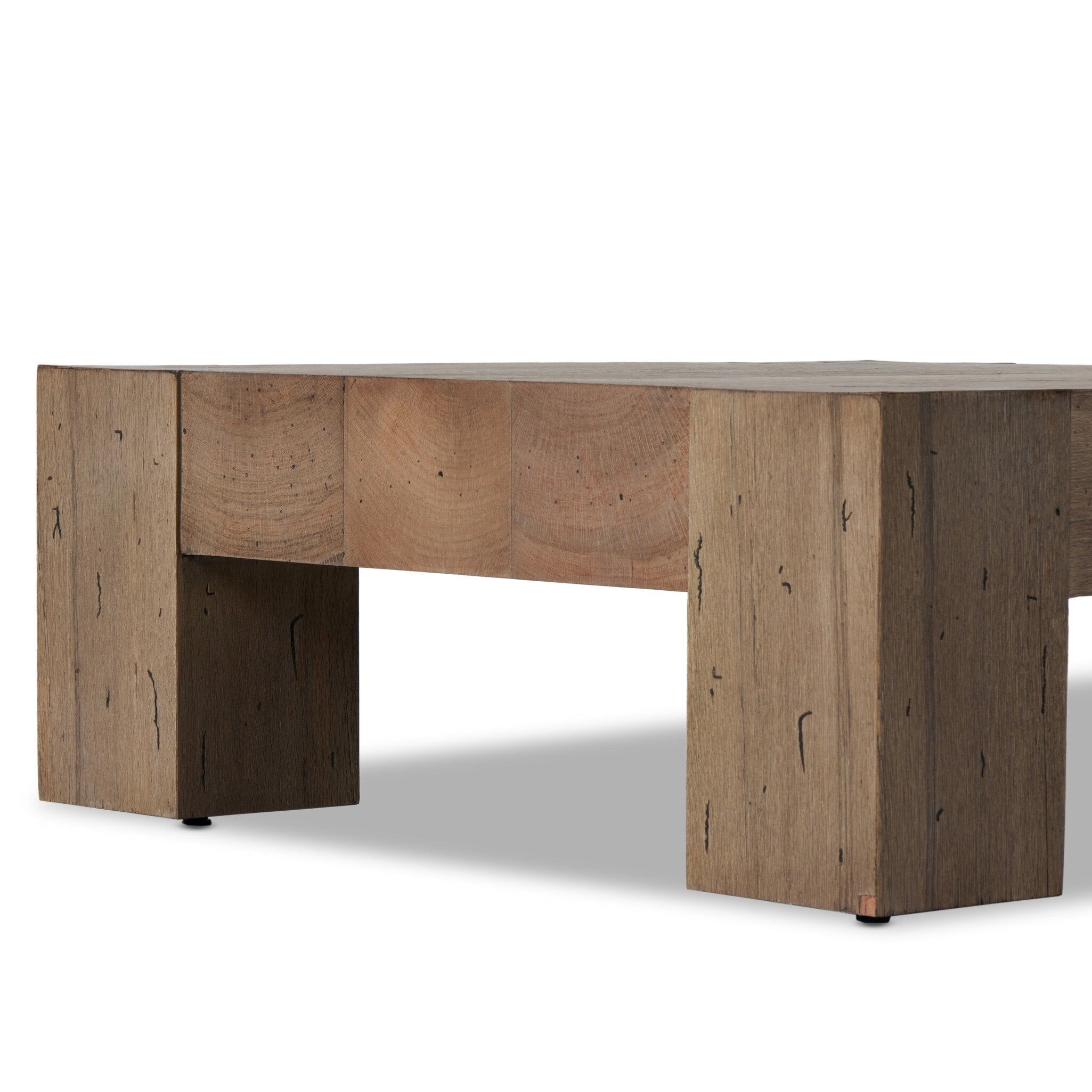 Abaso Small Square Coffee Table - Rustic Wormwood Oak
