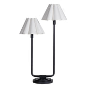 Polly Double Arm Table Lamp (Blackened Brass with Linen Scalloped Shade)