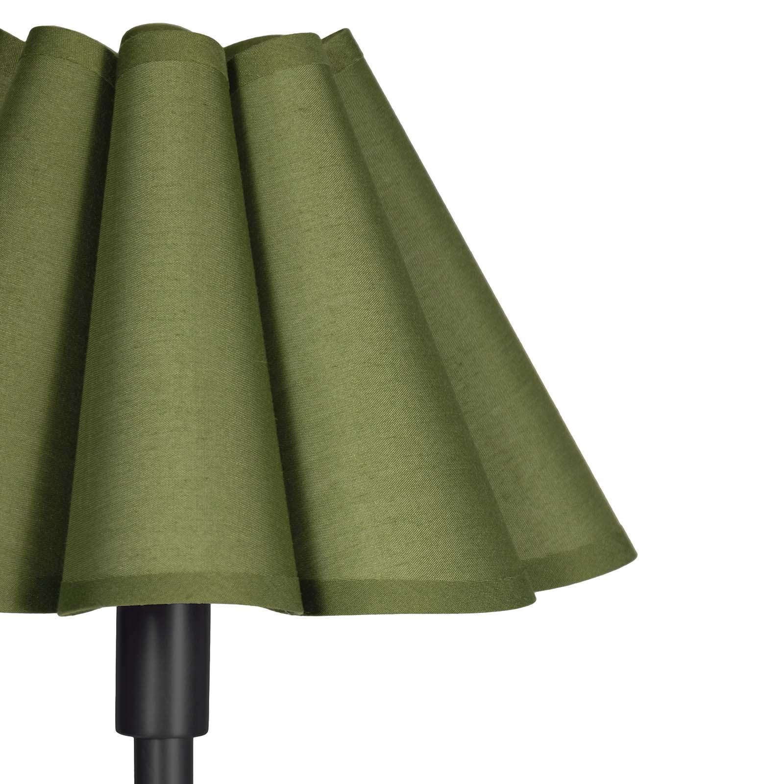 Polly Double Arm Table Lamp (Blackened Brass with Olive Scalloped Shade)