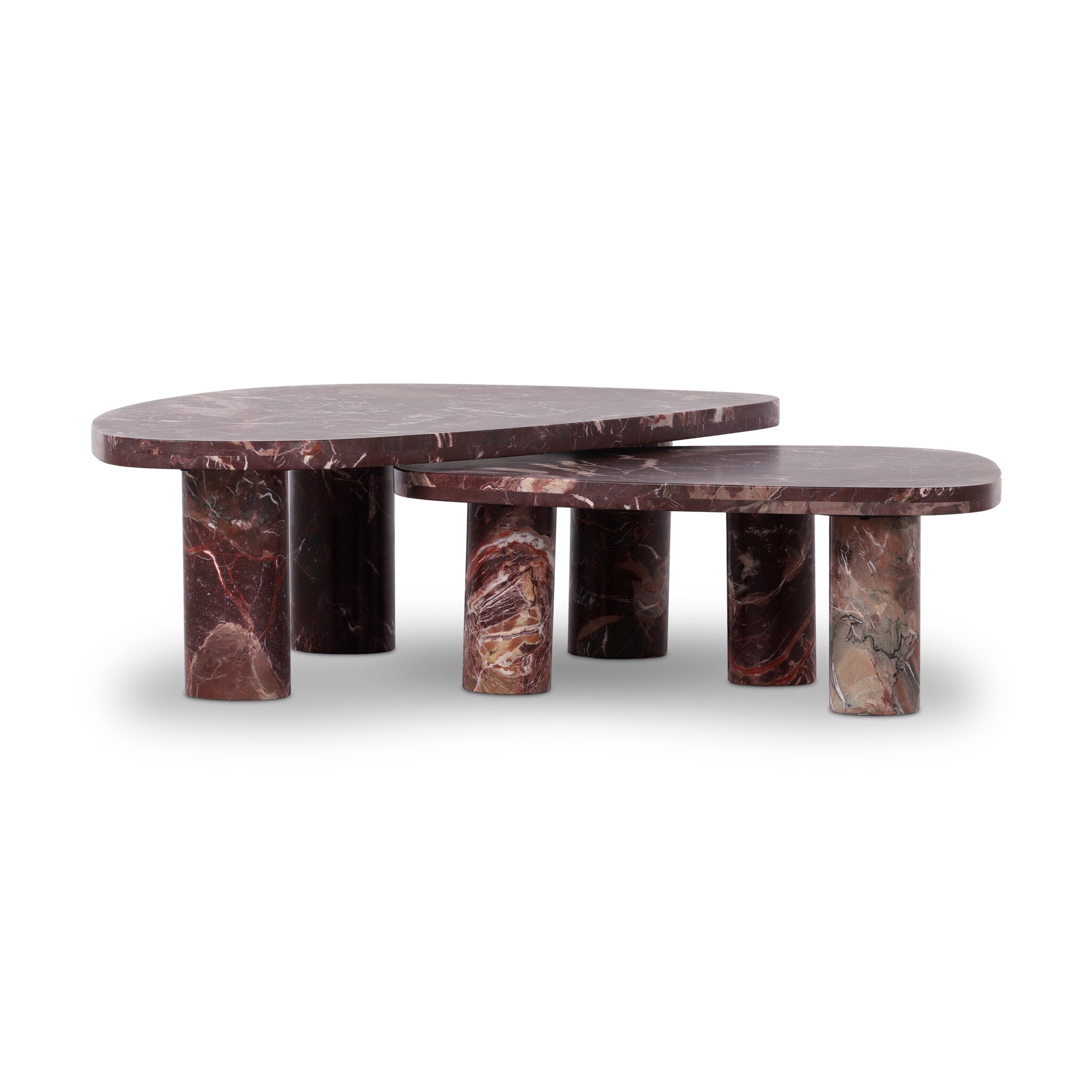 Zion Nesting Coffee Table Set - Merlot Marble