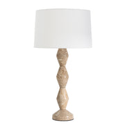 Crew Travertine Buffet Lamp (Natural Linen Shade)