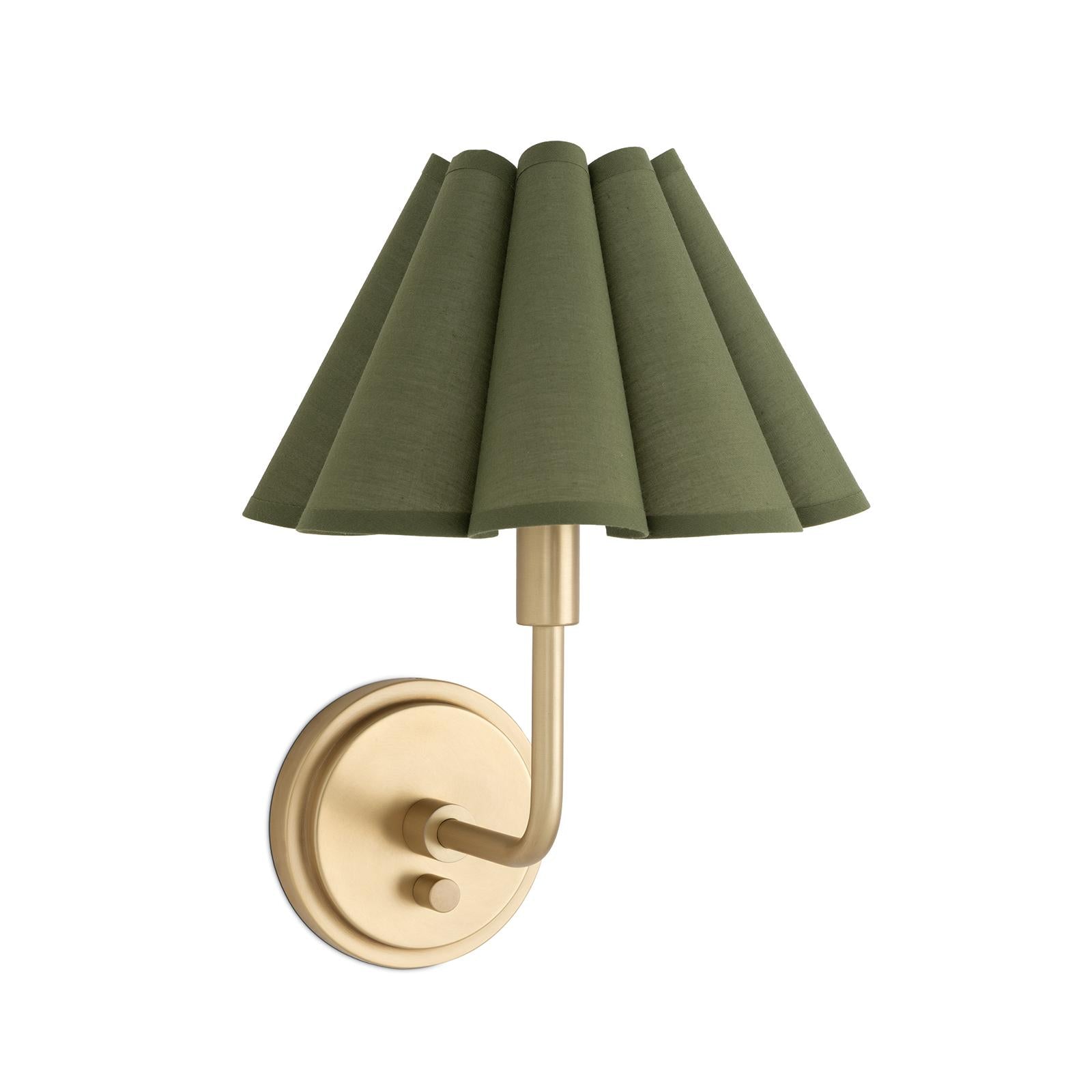 Polly Sconce Single (Natural Brass with Olive Scalloped Shade)