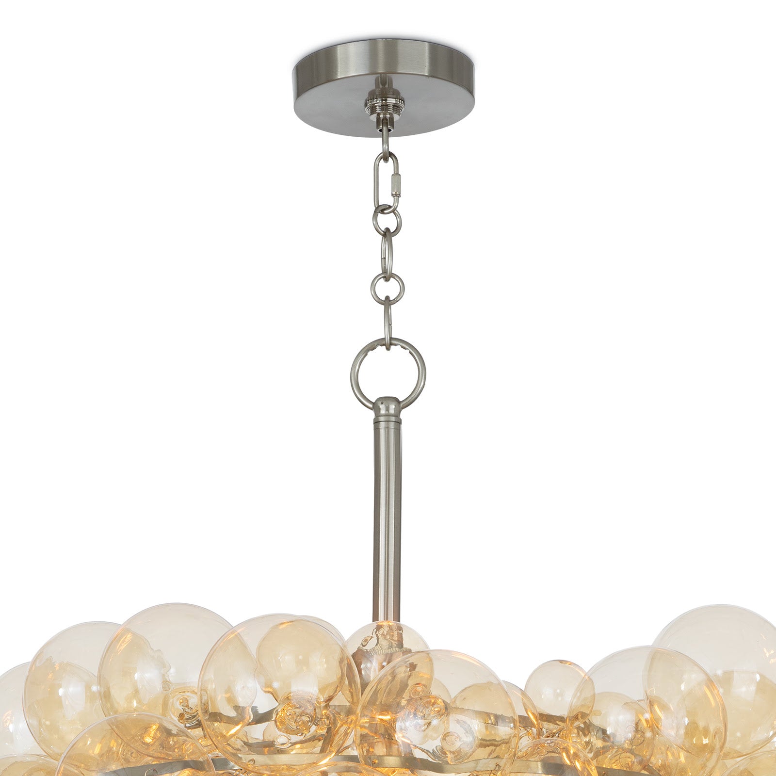 Bubbles Chandelier (Brushed Nickel with Amber Glass)