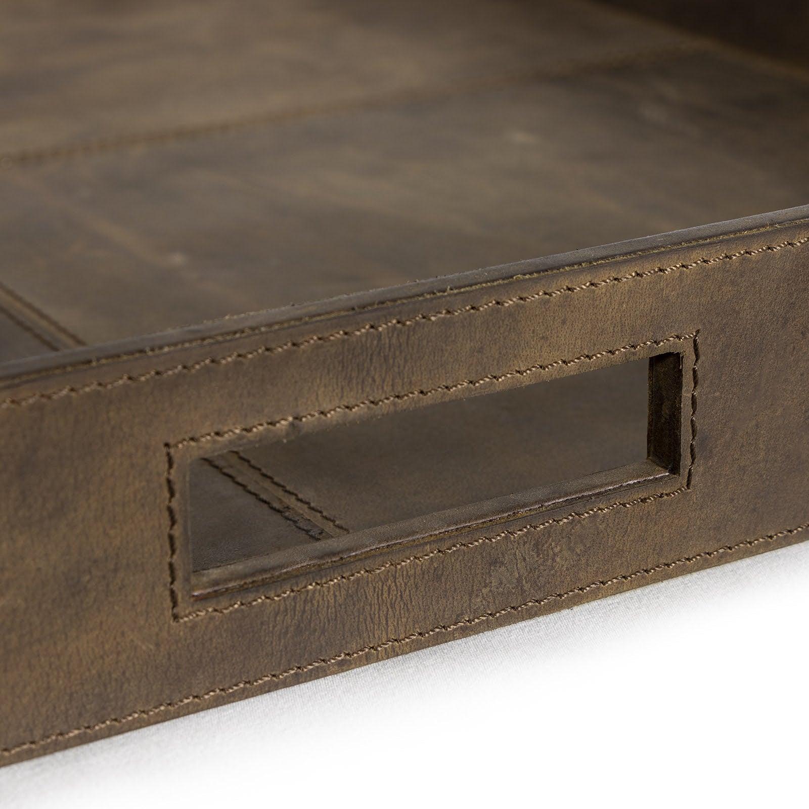 Derby Square Leather Tray (Brown)