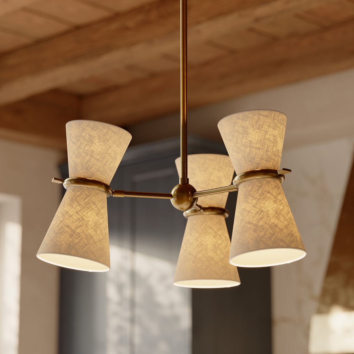 Gable Pendant (Antique Natural Brass with Oyster Shade)