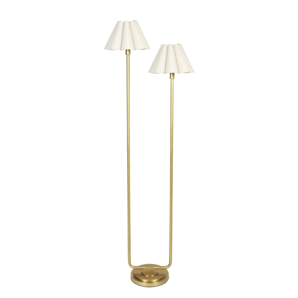 Polly Floor Lamp (Natural Brass with Oyster Scalloped Shade)