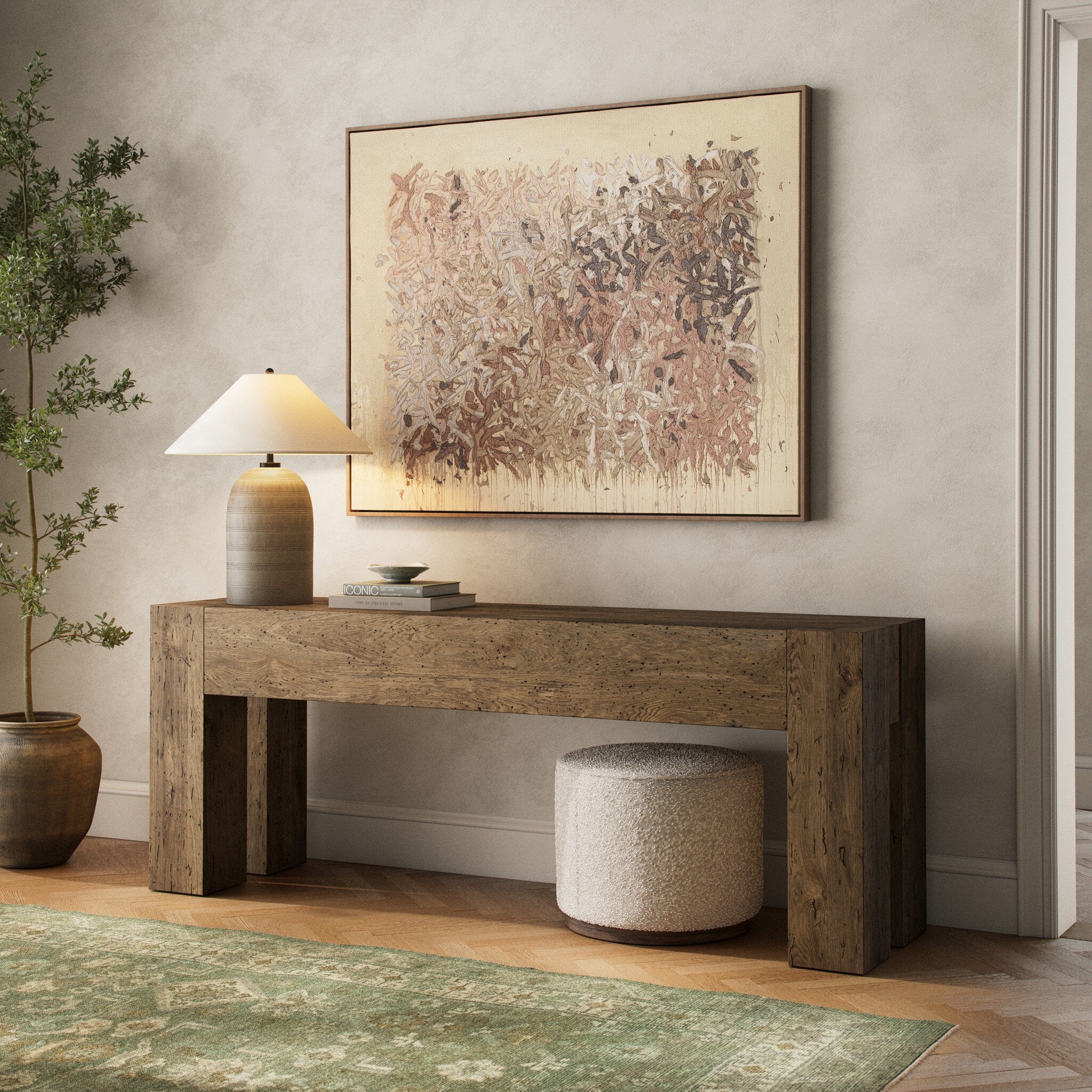 Abaso Console Table - Rustic Ash Oyster
