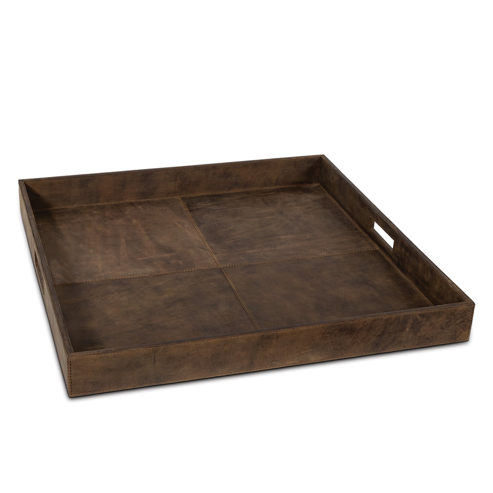 Derby Square Leather Tray (Brown)