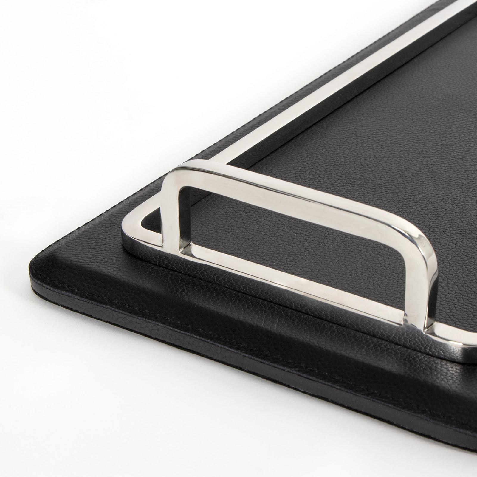 Greyson Leather Rectangle Tray Small (Polished Nickel)