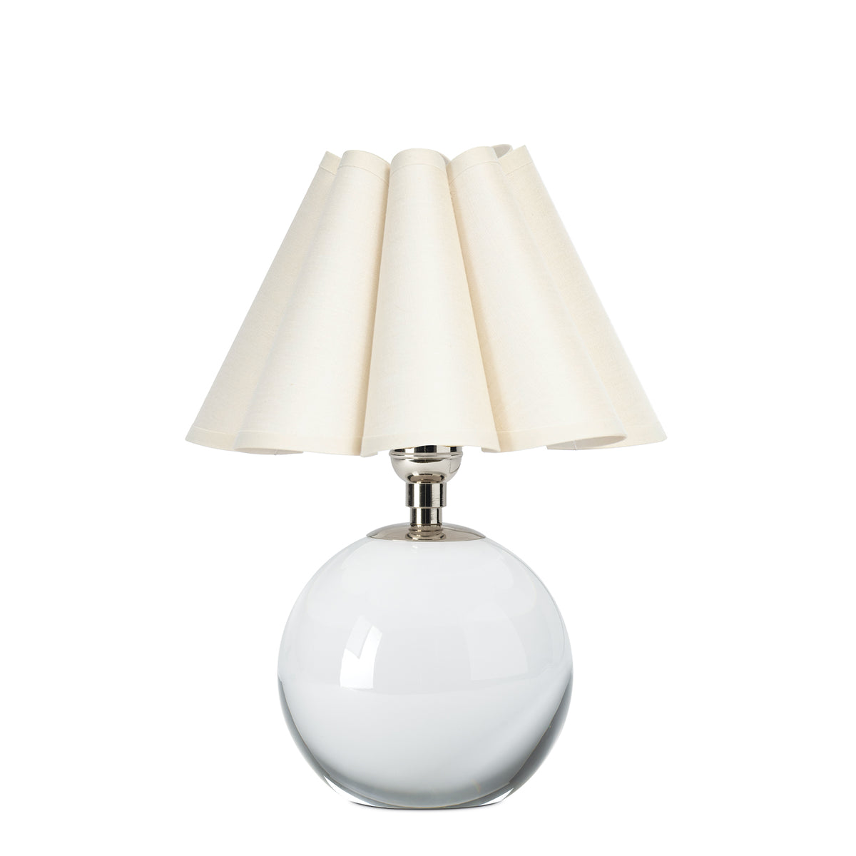 Giorgio Crystal Mini Lamp (Polished Nickel with Oyster Scalloped Shade)