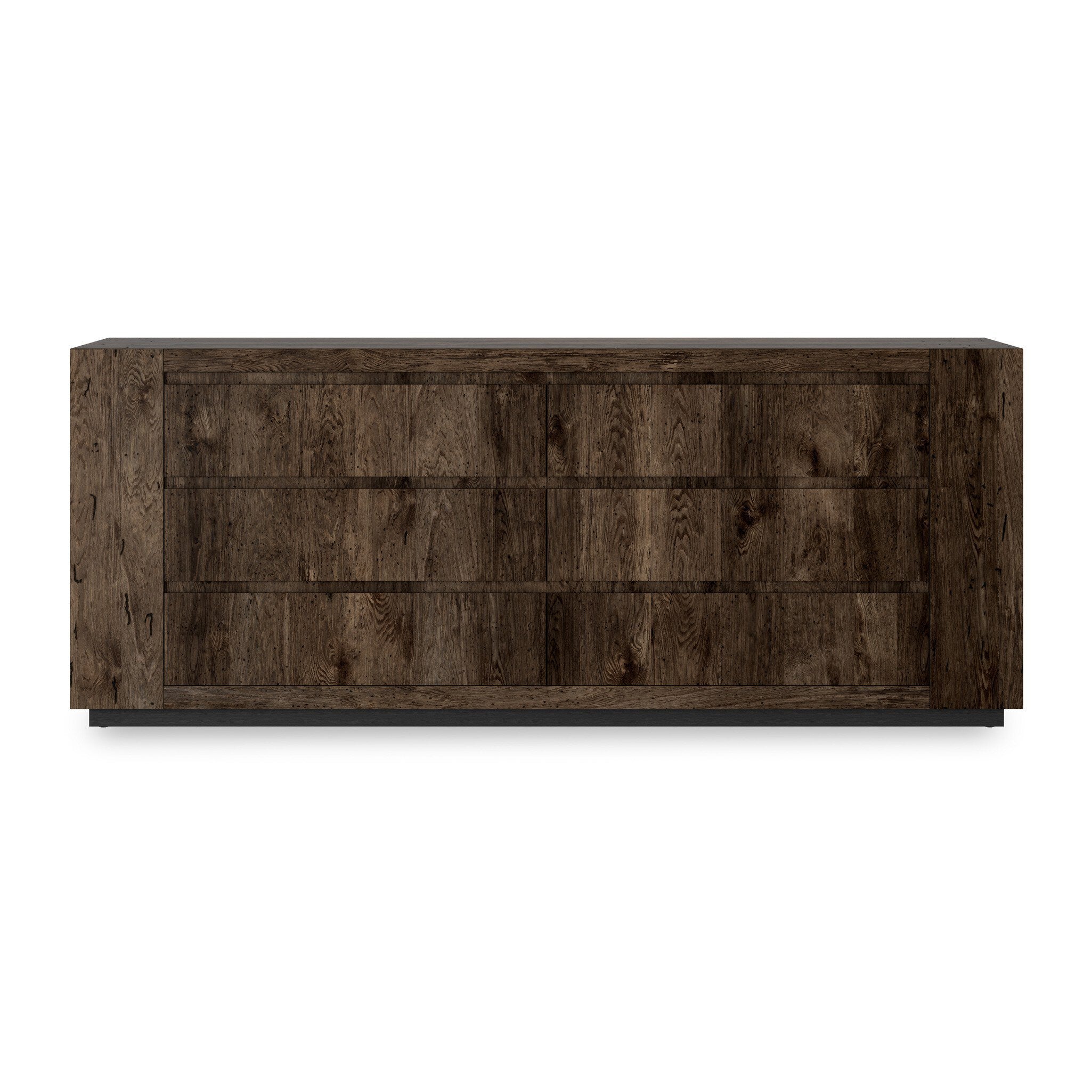 Abaso 6-Drawer Dresser - Ebony Rustic Wormwood Oak