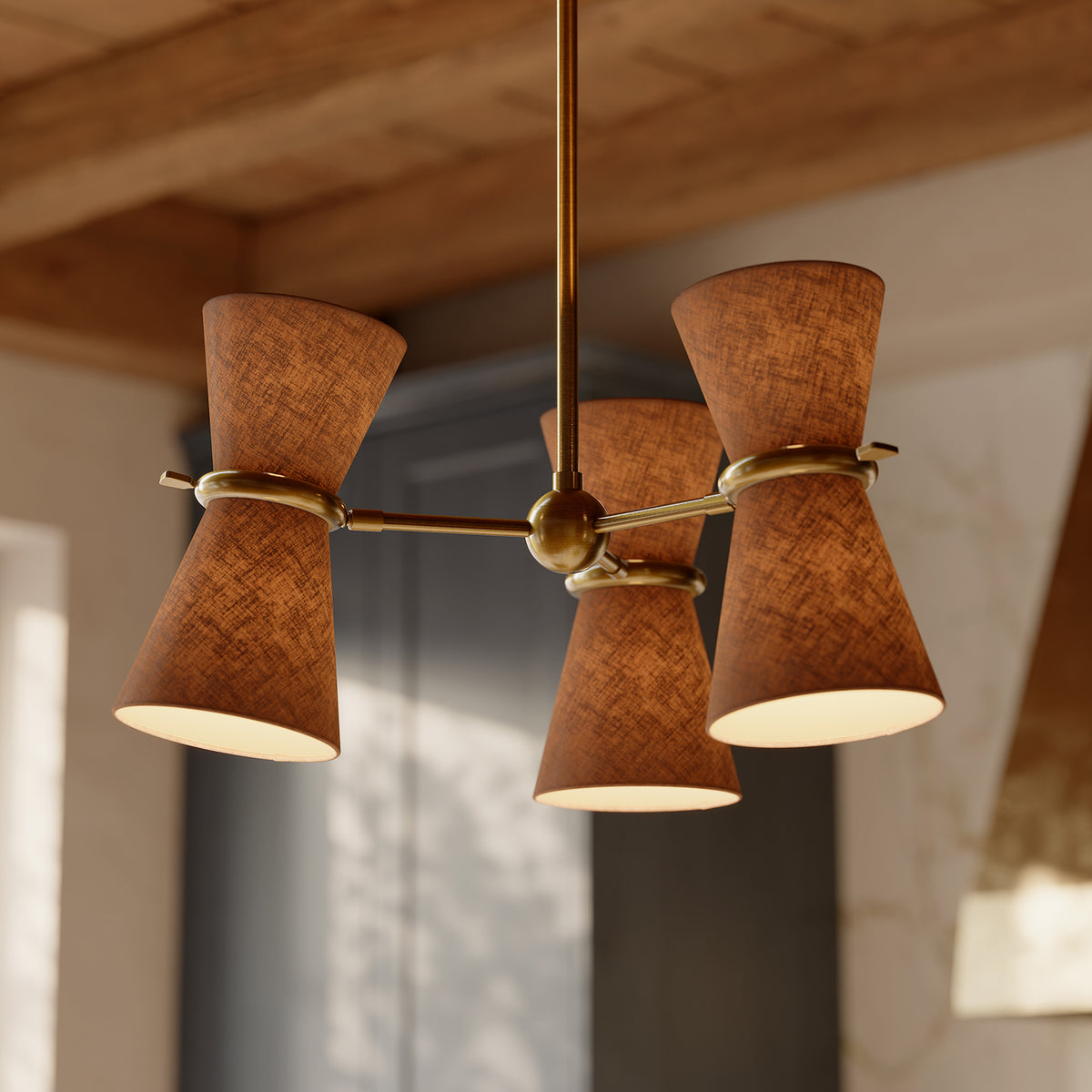 Gable Pendant (Antique Natural Brass with Russet Shade)