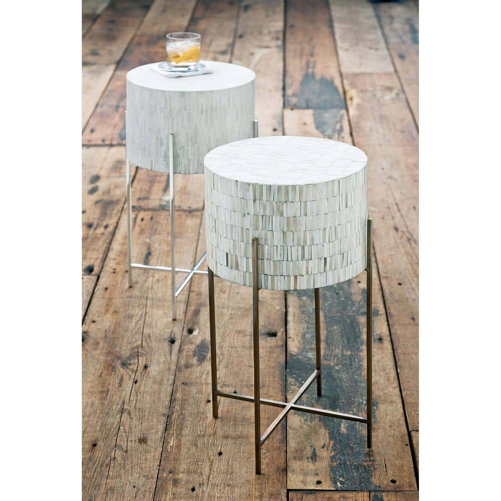Bone Drum Table (Polished Nickel)