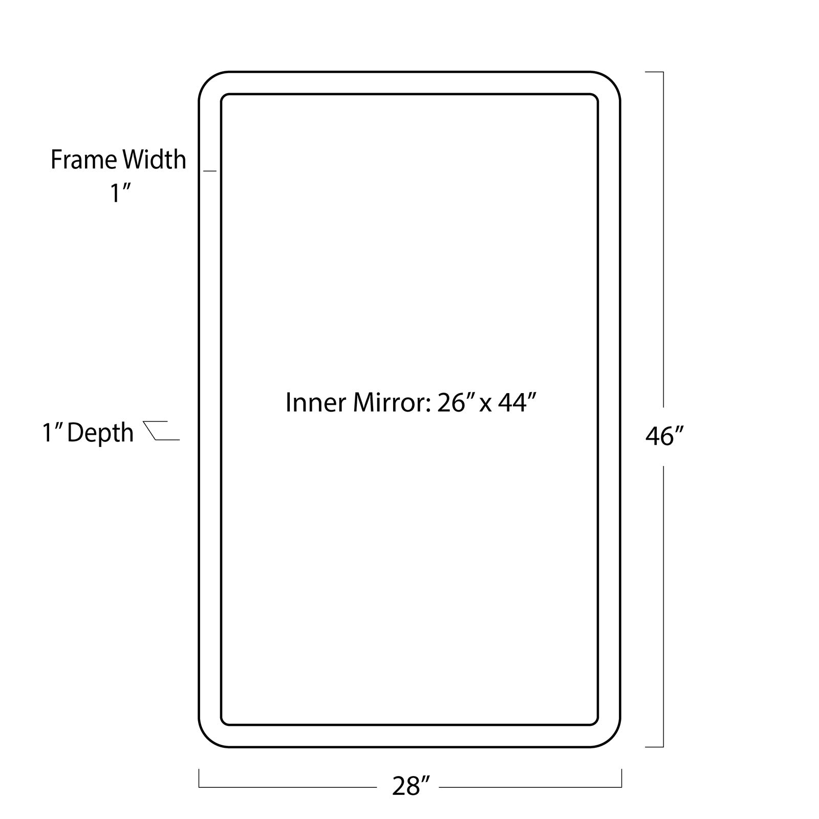 Knox Leather Rectangle Mirror (Black)