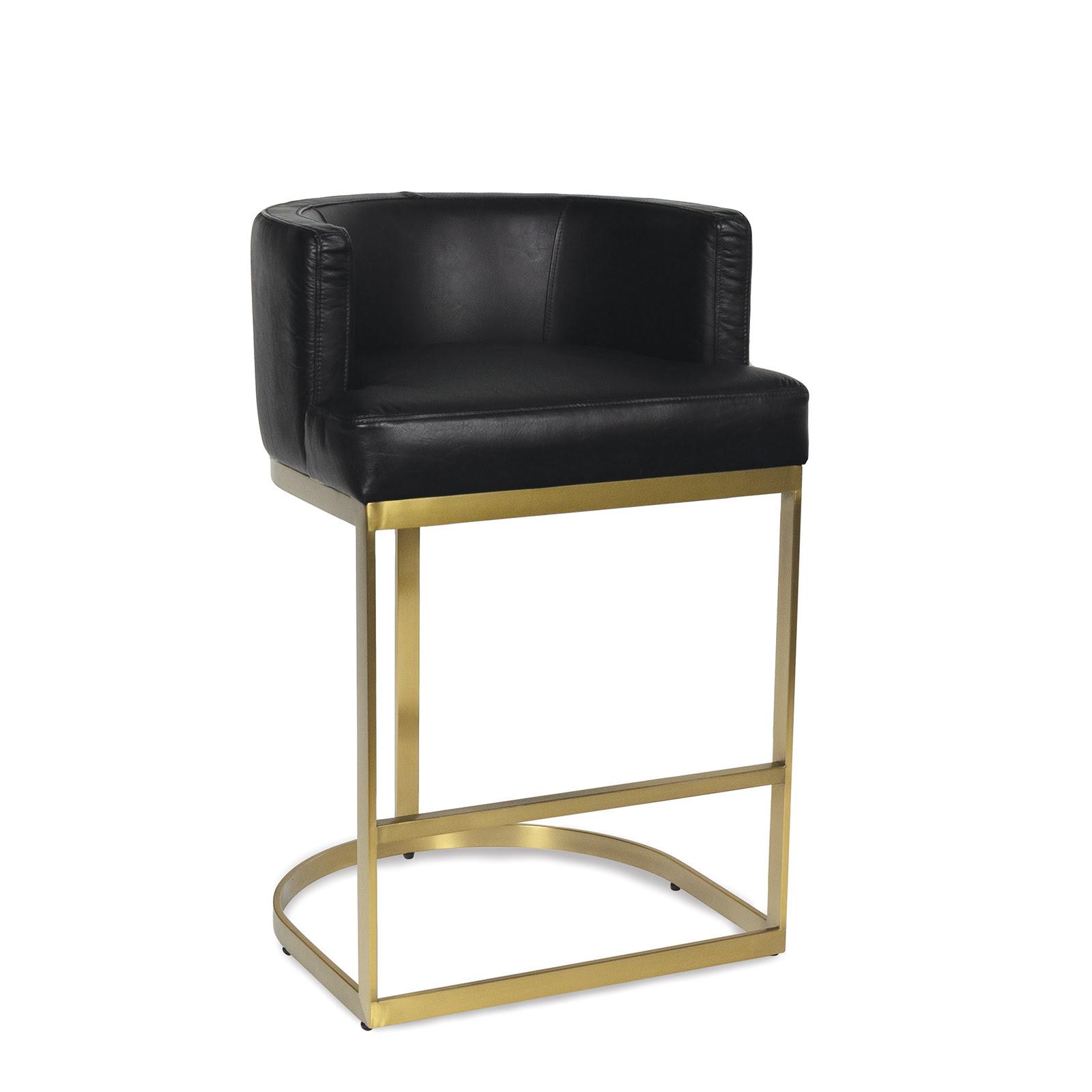 Owen Leather Counter Stool (Modern Black)