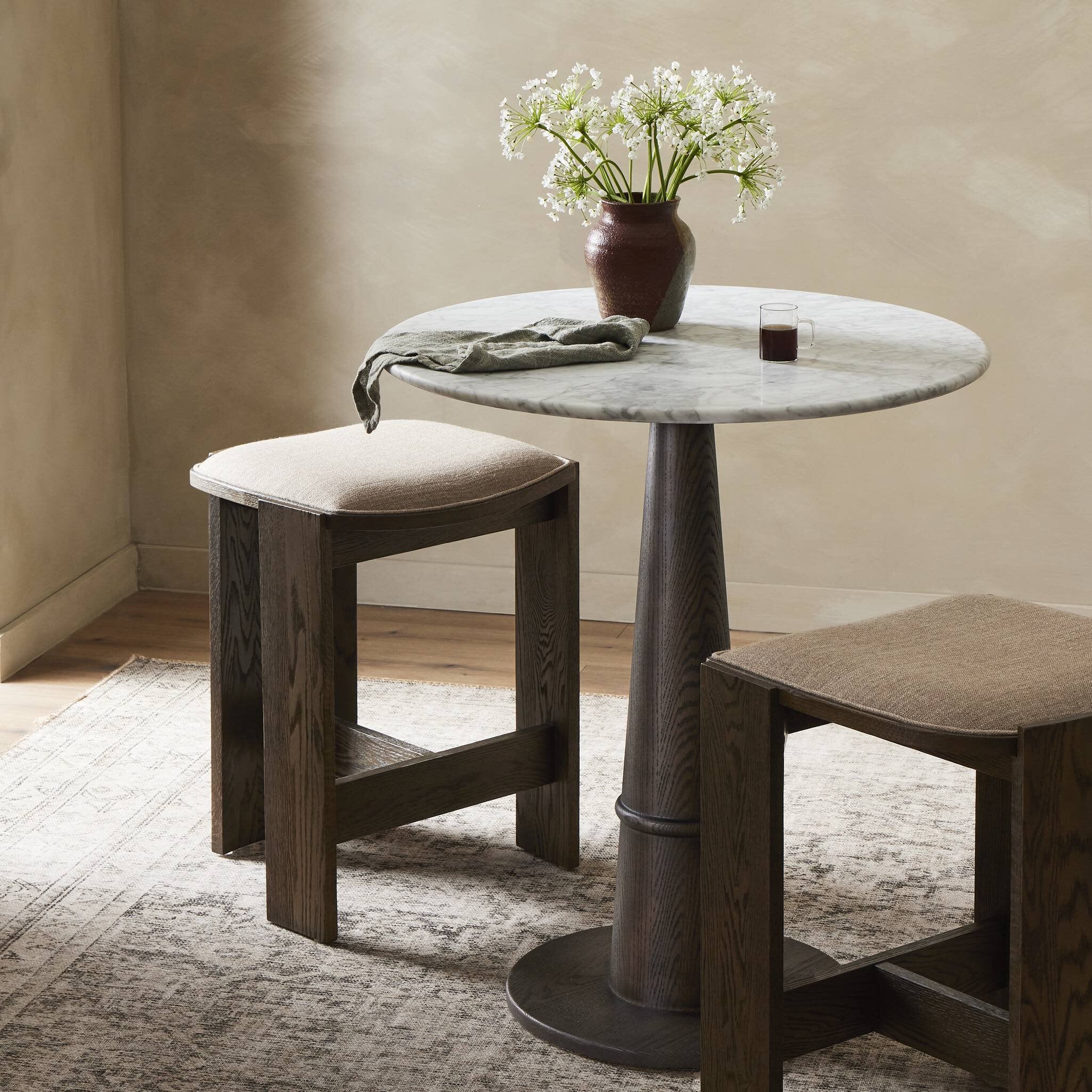 Goetz Bar + Counter Table - Honed White Marble
