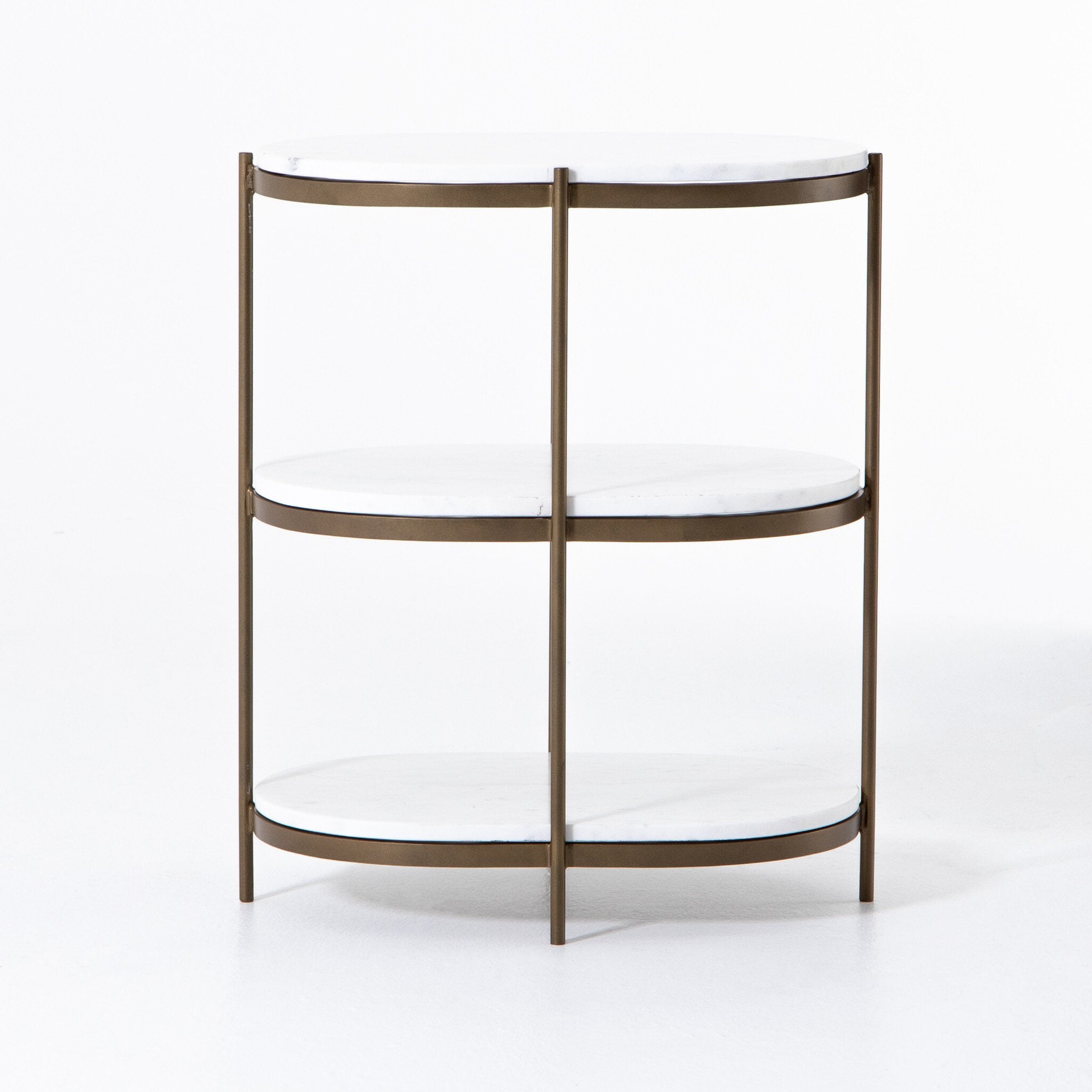 Felix Oval Nightstand - Polished White Marble