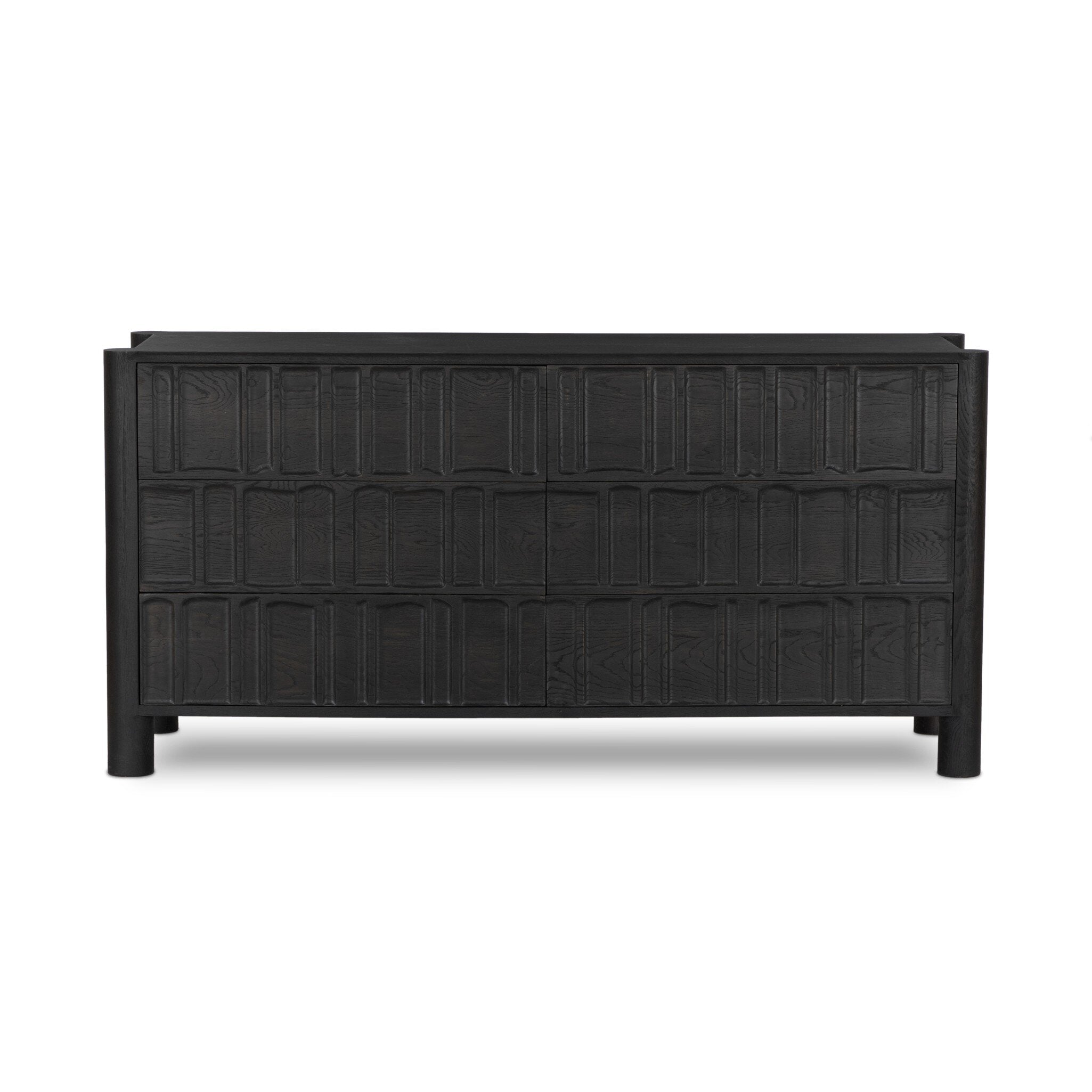 Ezri 6 Drawer Dresser - Carved Black Oak