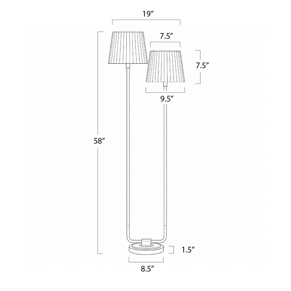 Polly Floor Lamp (Natural Brass with Oyster Wave Pleat Shade)